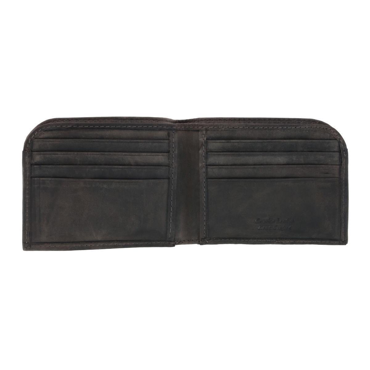 CTM® Men's Vintage Hunter Leather Curved Front Pocket Wallet - Black