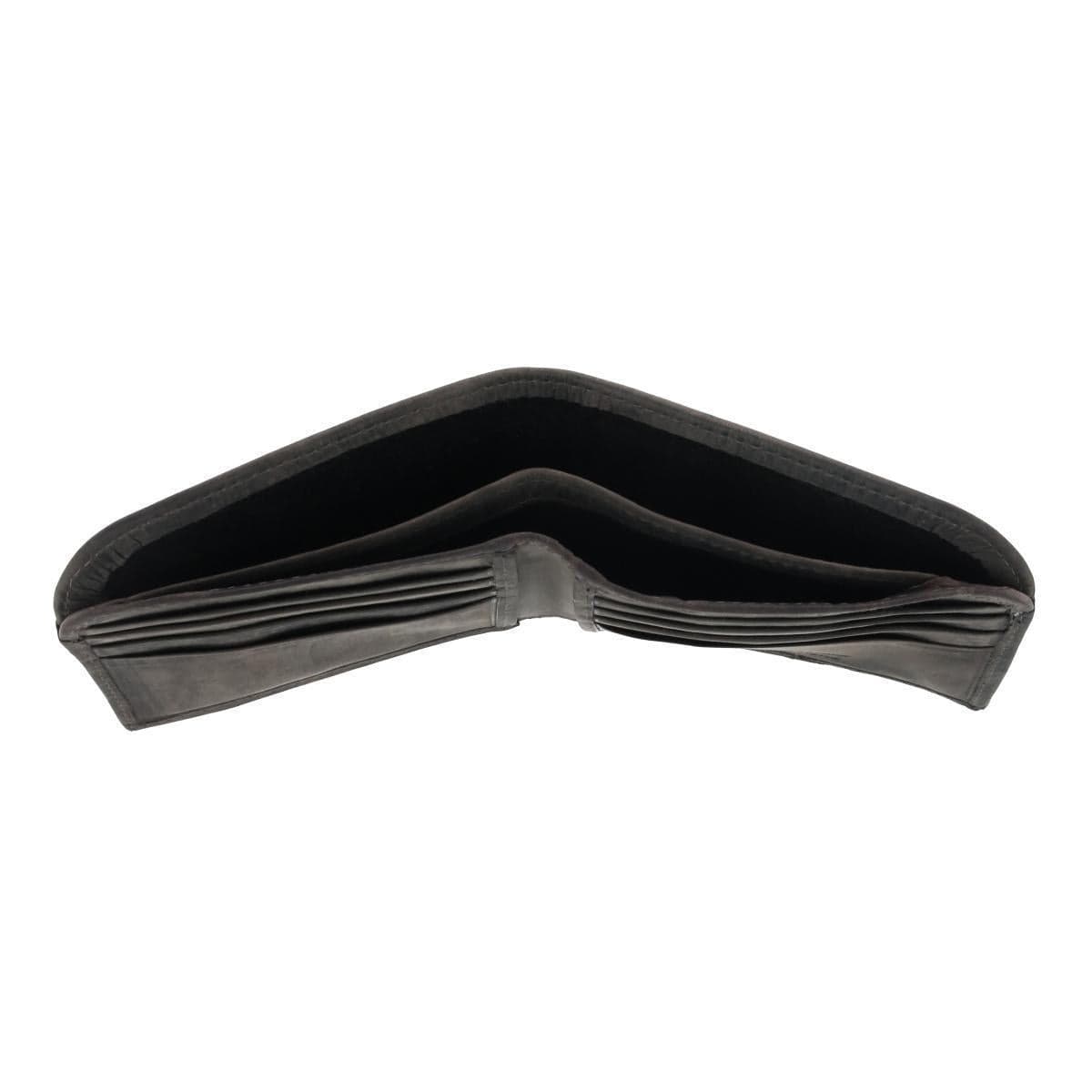 CTM® Men's Vintage Hunter Leather Curved Front Pocket Wallet - Black