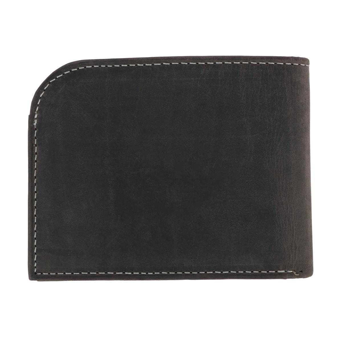 CTM® Men's Vintage Hunter Leather Curved Front Pocket Wallet - Black