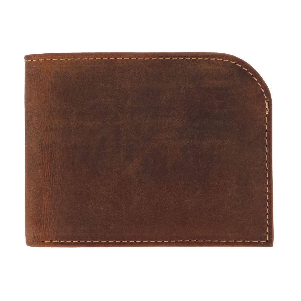 CTM® Men's Vintage Hunter Leather Curved Front Pocket Wallet - Men's Vintage Hunter Leather Curved Front Pocket Wallet