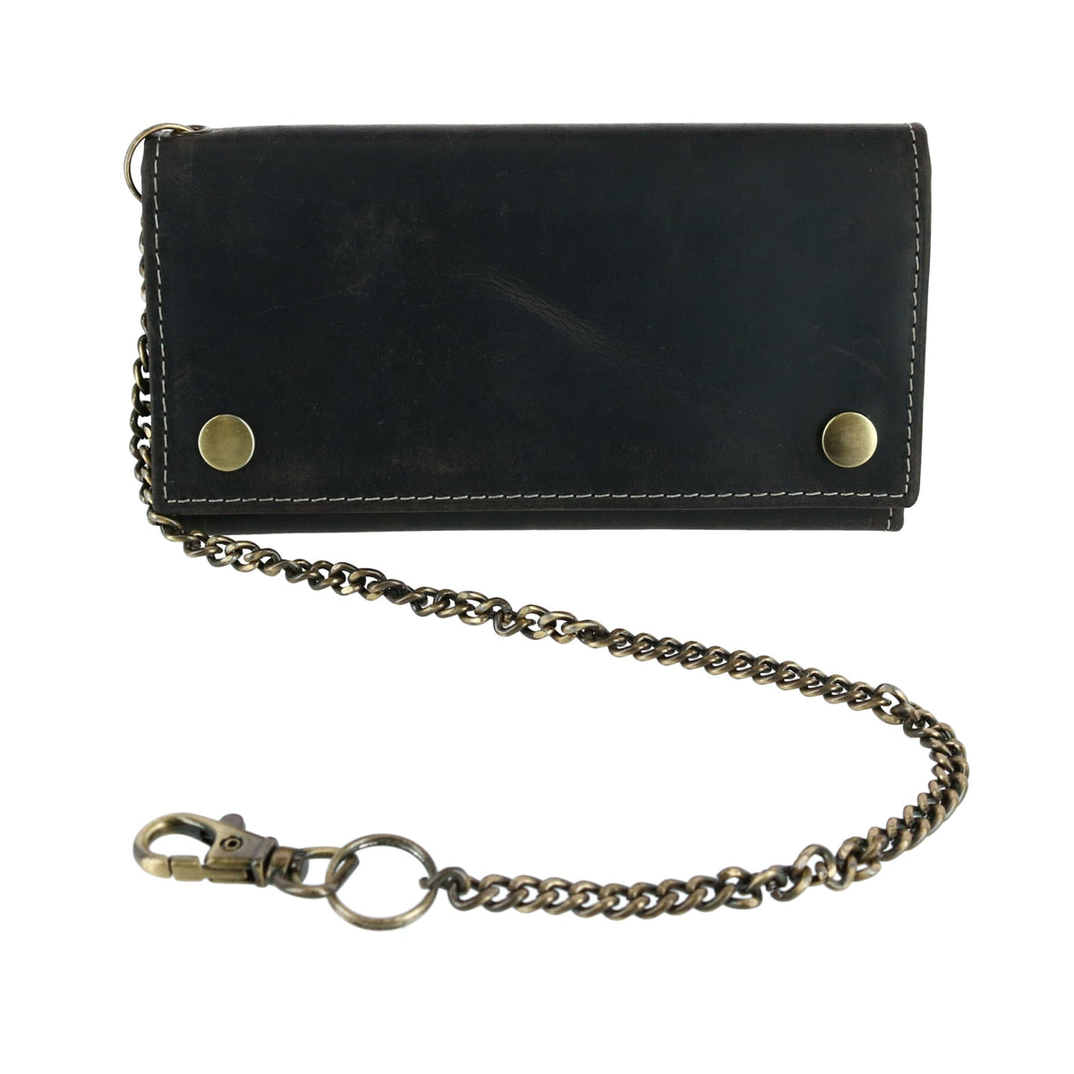 Men's Hunter Leather Long Trifold Chain Wallet by CTM | Chain Wallets ...