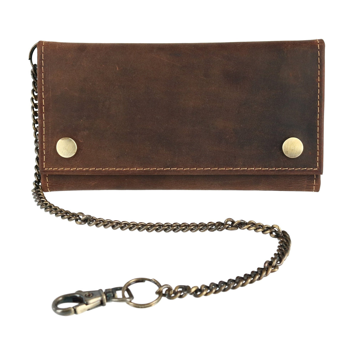 CTM® Men's Hunter Leather Long Trifold Chain Wallet - Men's Hunter Leather Long Trifold Chain Wallet