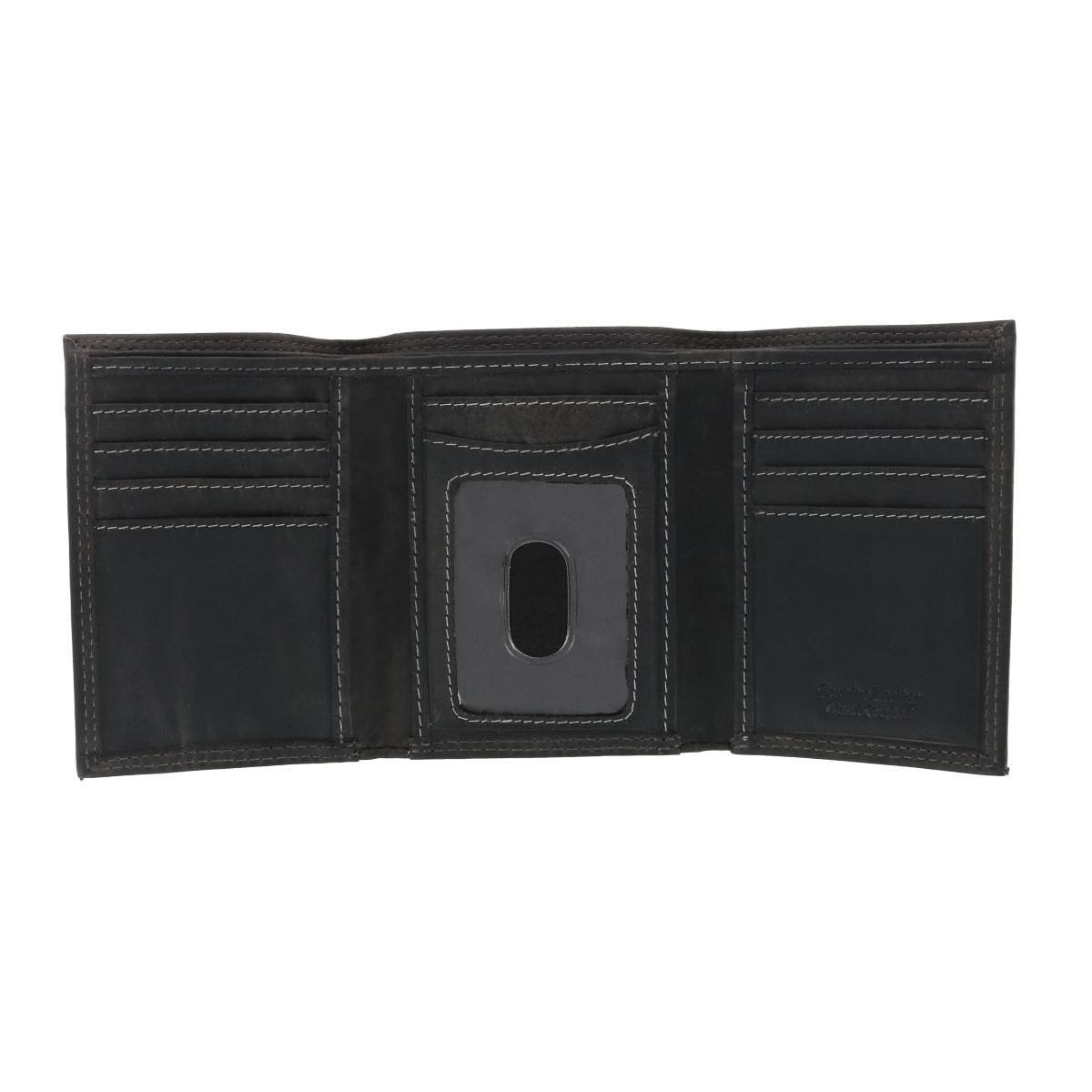 CTM® Men's Leather Contrast Stitch Trifold Wallet - Black