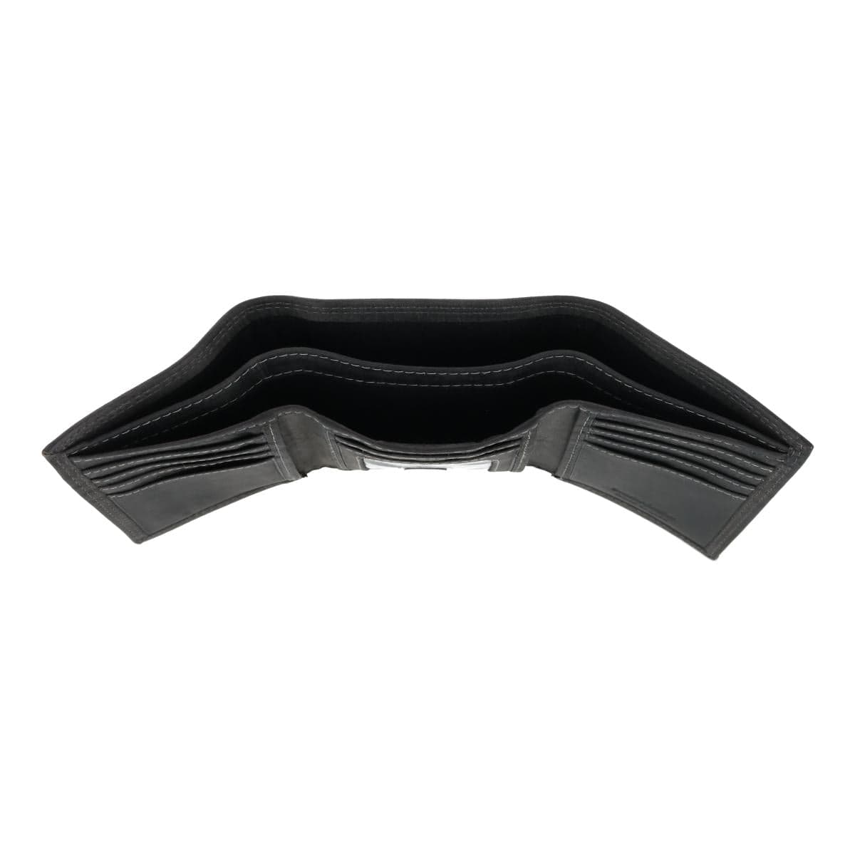 CTM® Men's Leather Contrast Stitch Trifold Wallet - Black