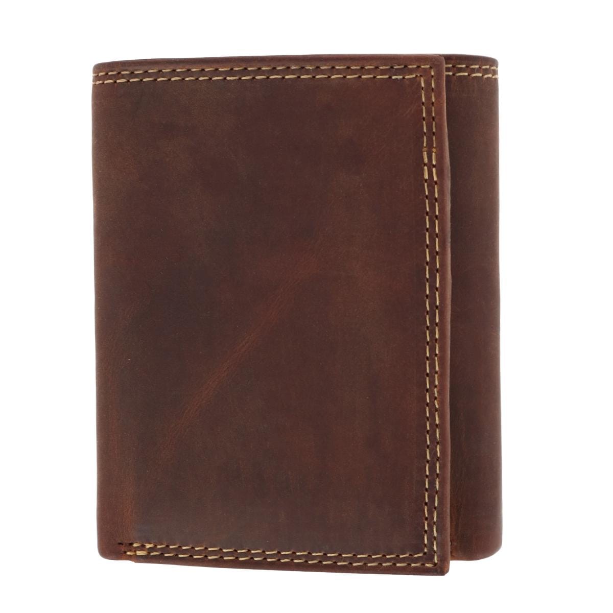 CTM® Men's Leather Contrast Stitch Trifold Wallet - Charcoal