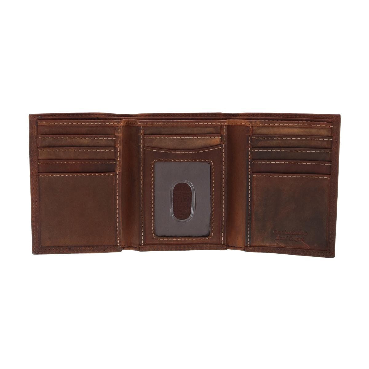 CTM® Men's Leather Contrast Stitch Trifold Wallet - Charcoal