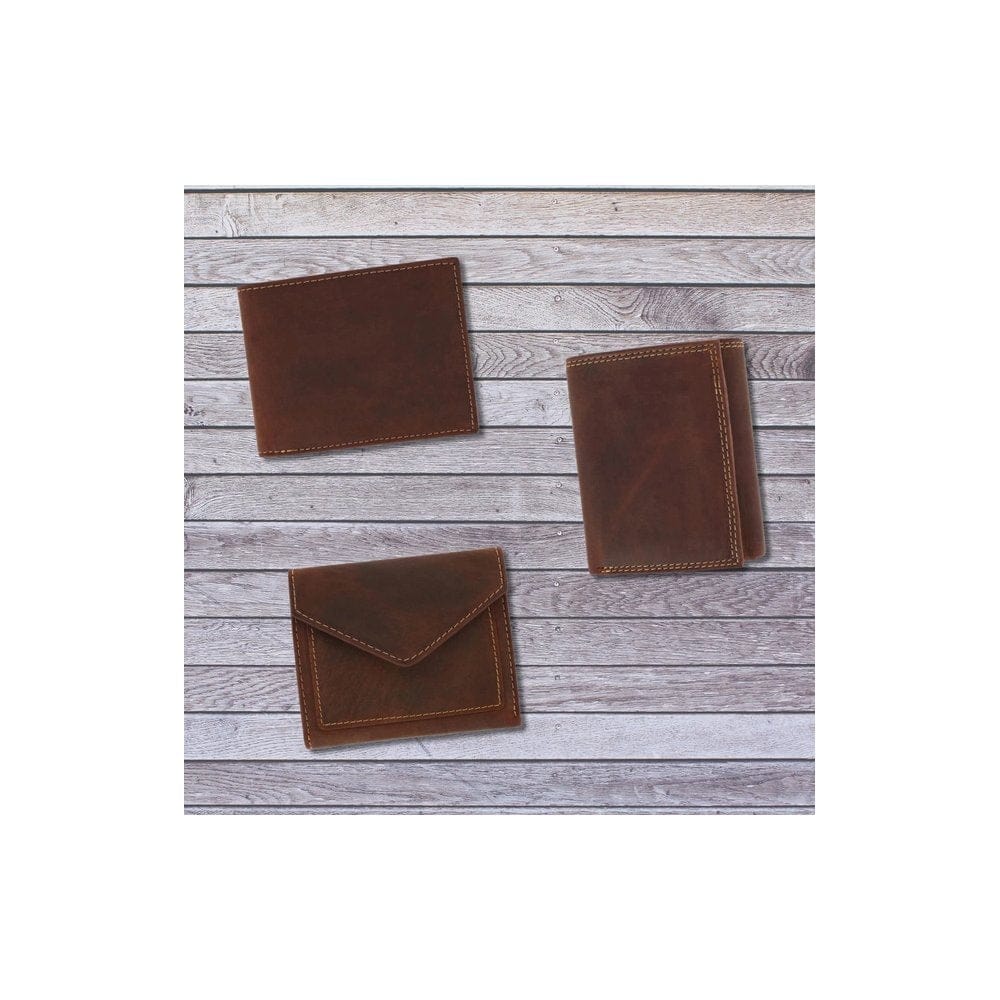 CTM® Men's Leather Contrast Stitch Trifold Wallet - Charcoal