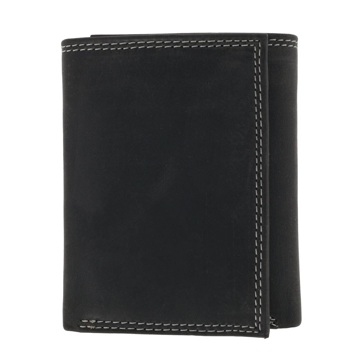 CTM® Men's Leather Contrast Stitch Trifold Wallet - Men's Leather Contrast Stitch Trifold Wallet