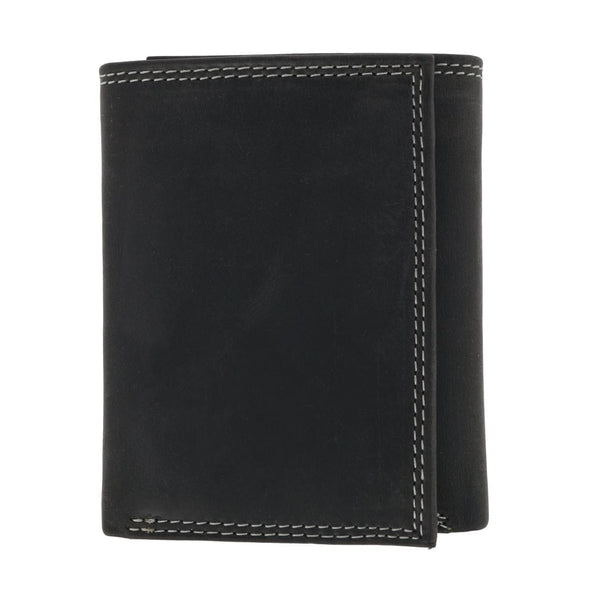 Men's Leather Contrast Stitch Trifold Wallet