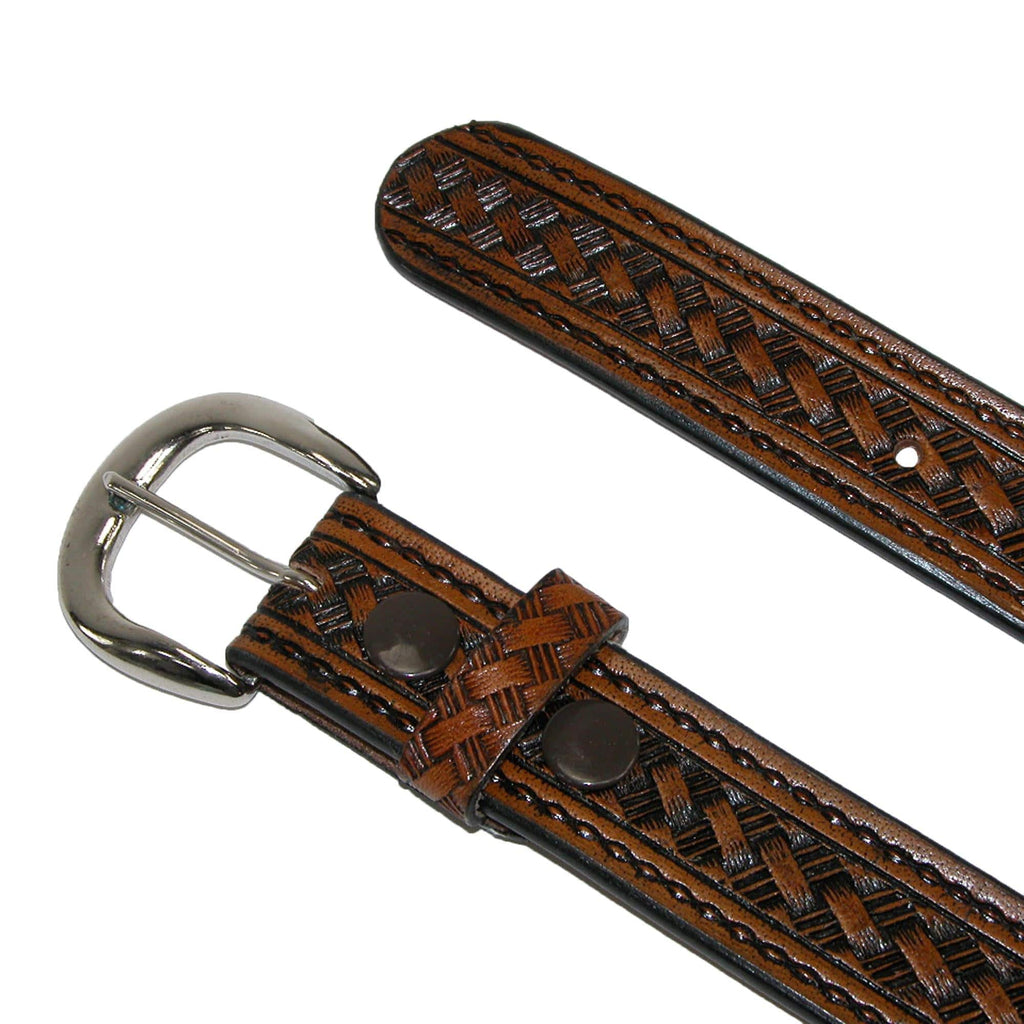 CTM Leather Western Embossed Belt With Removable Buckle – 1 3/8" Wide, Size 40, Red - View #3