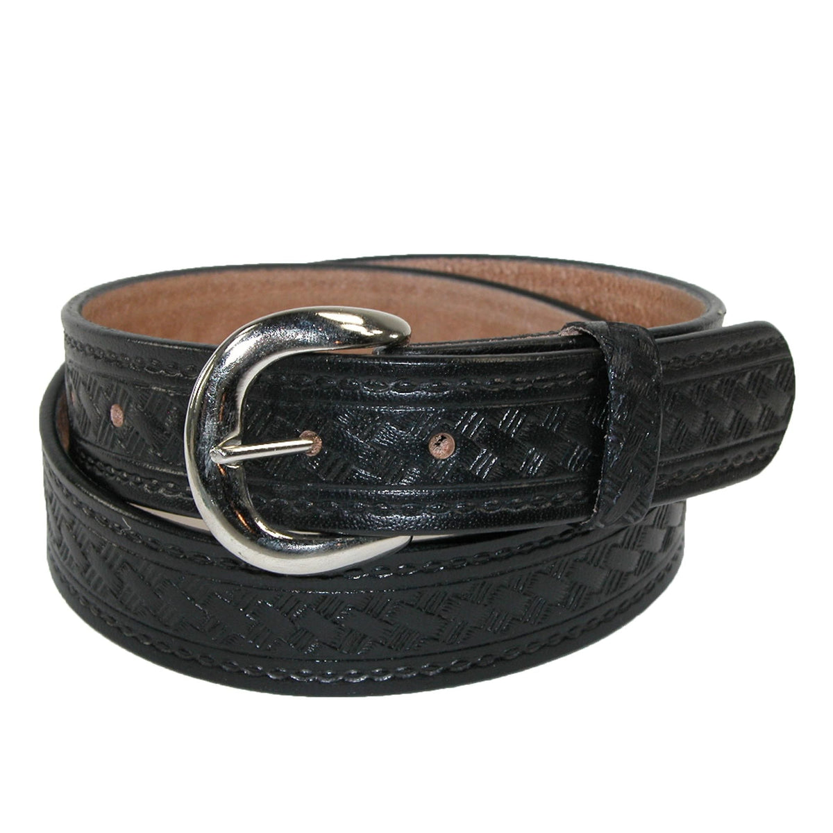 CTM® Men's Big & Tall Leather Western Belt with Removable Buckle - Black