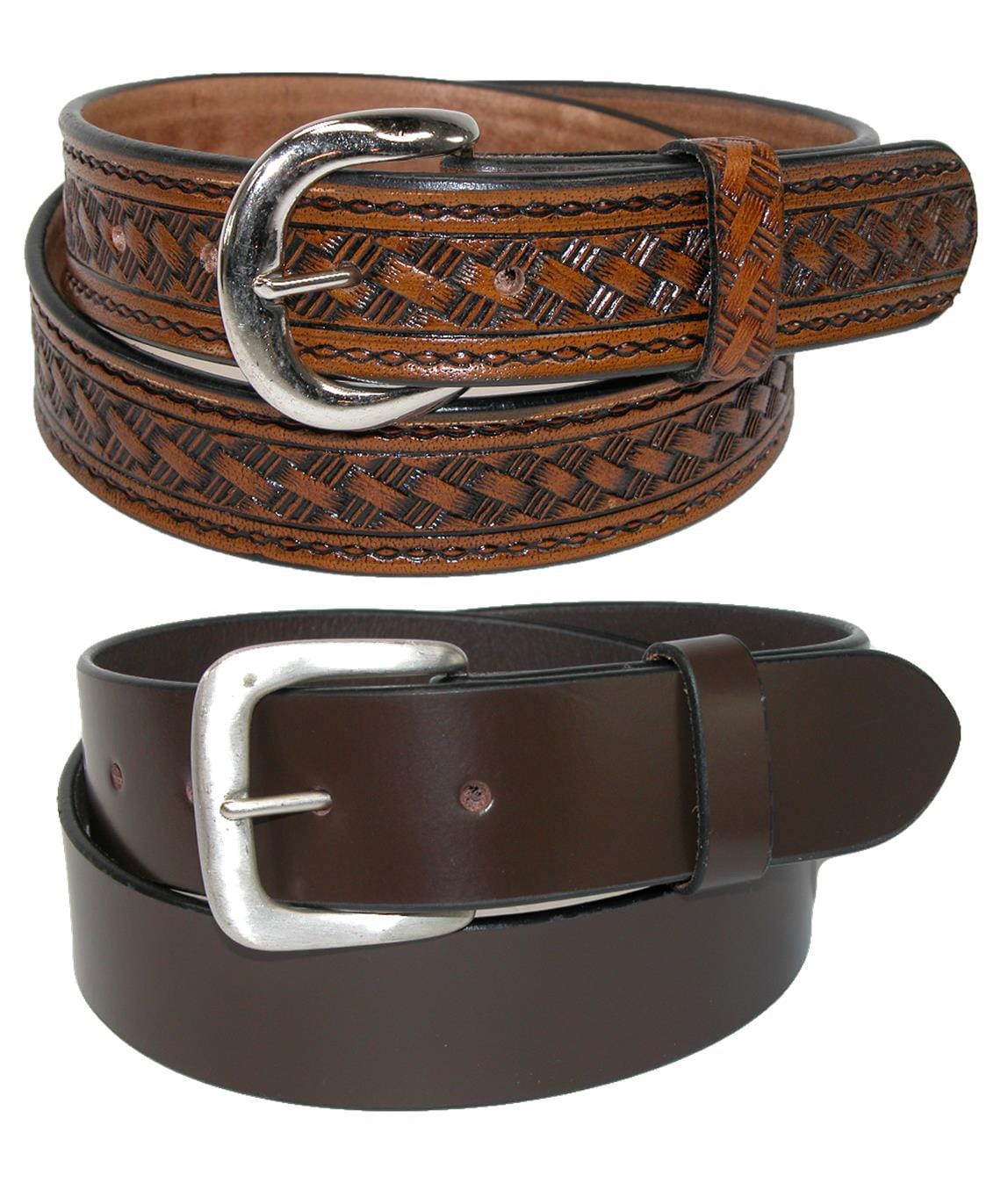CTM® Men's Leather Removable Buckle Belts (Pack of 2)