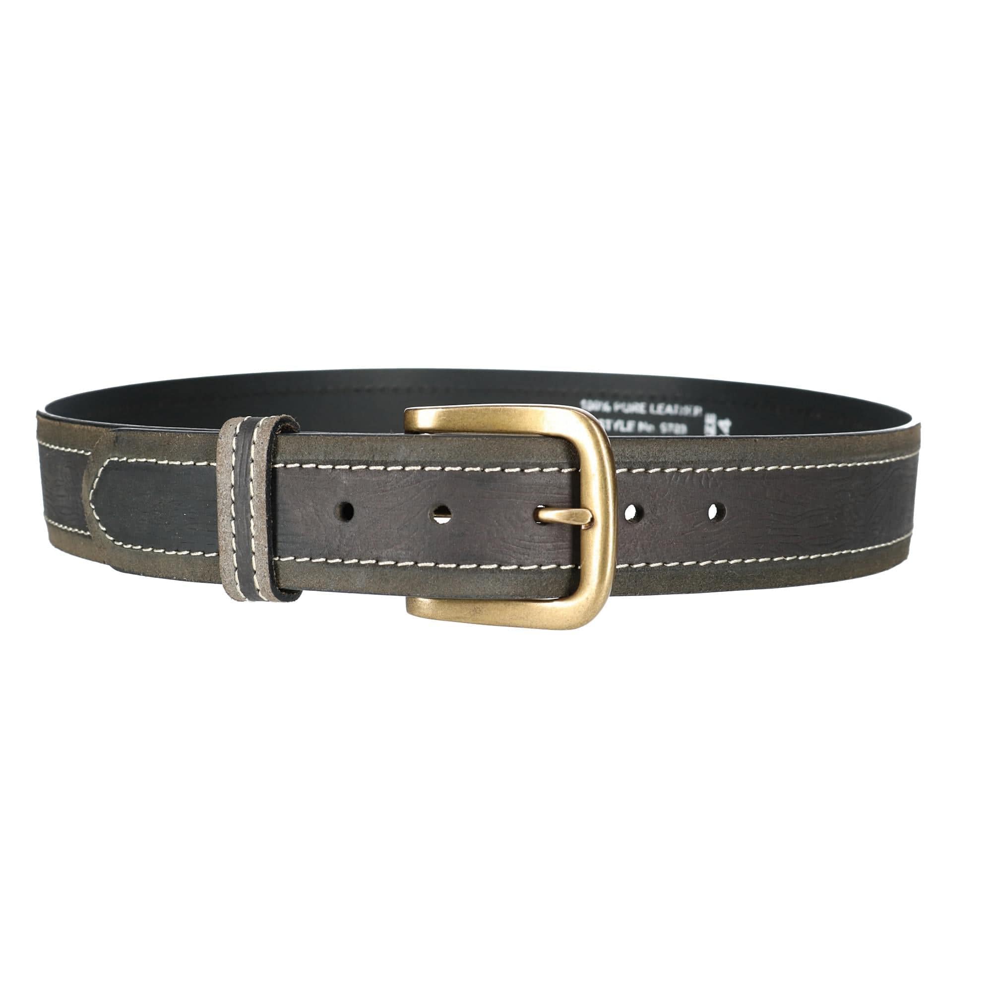 Paul & Taylor Mens Big & Tall  Two Tone Bridle Belt with Removable Buckle - Black