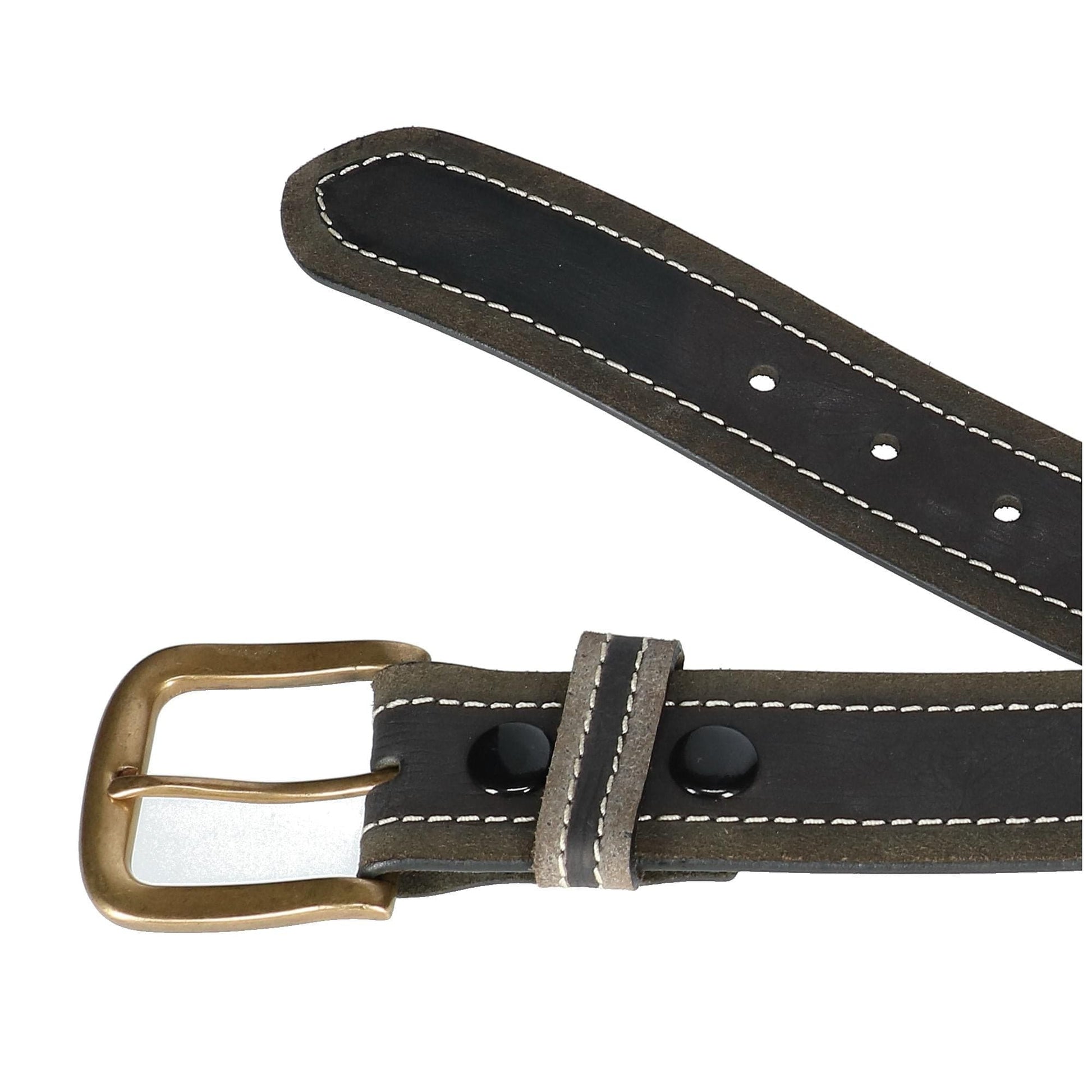 Paul & Taylor Mens Big & Tall  Two Tone Bridle Belt with Removable Buckle - Black