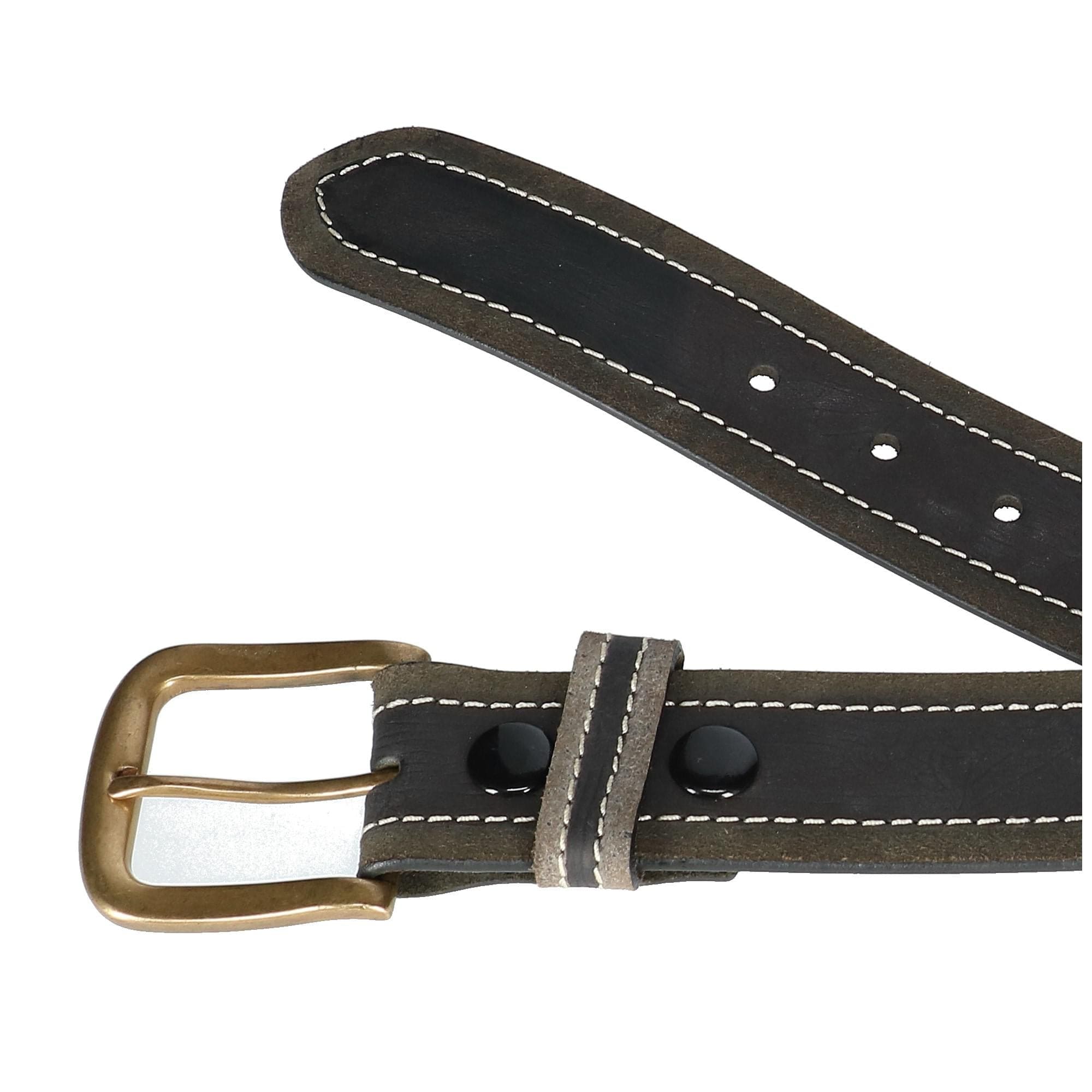 Paul & Taylor Mens Big & Tall  Two Tone Bridle Belt with Removable Buckle - Black