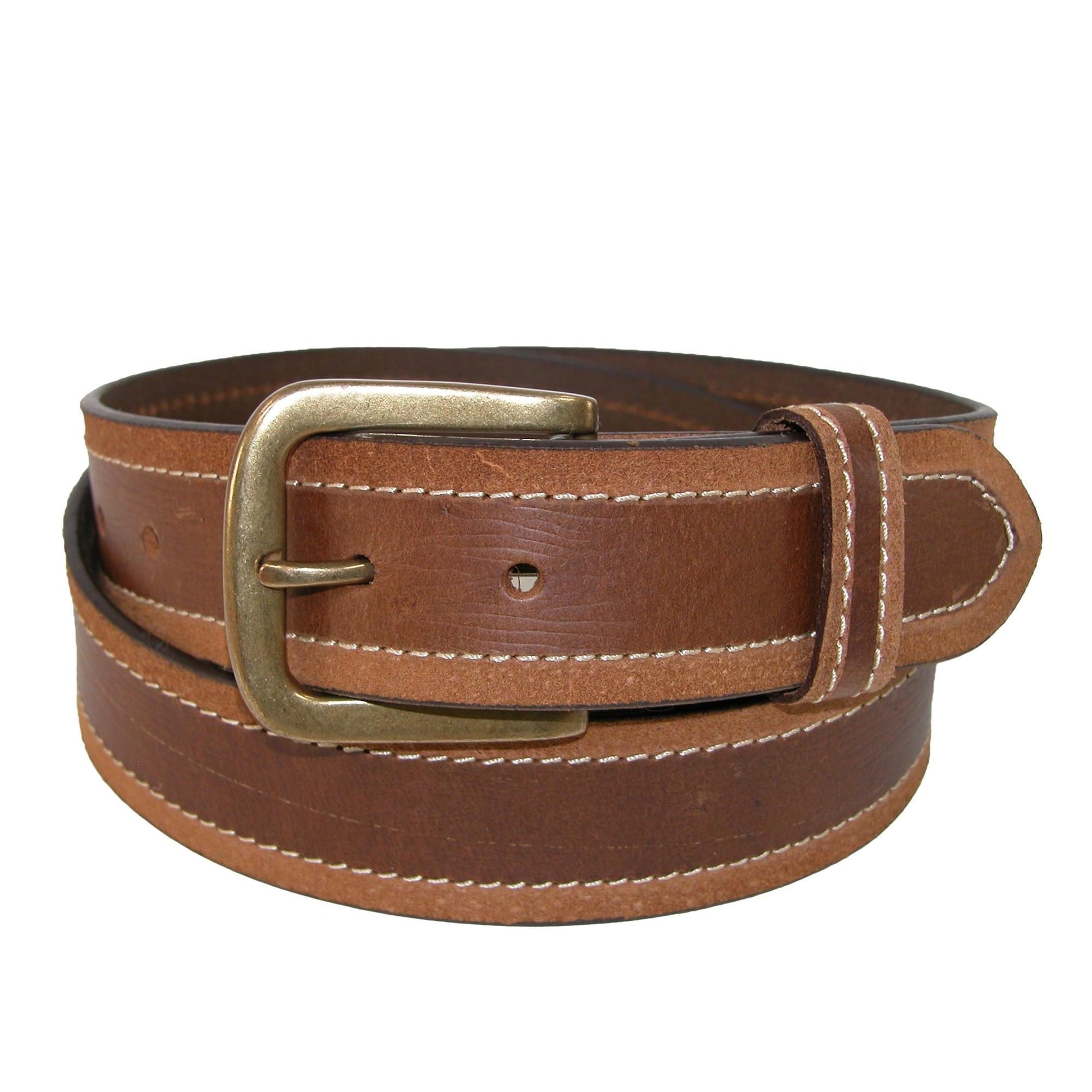 Paul & Taylor Mens Big & Tall  Two Tone Bridle Belt with Removable Buckle - Brown