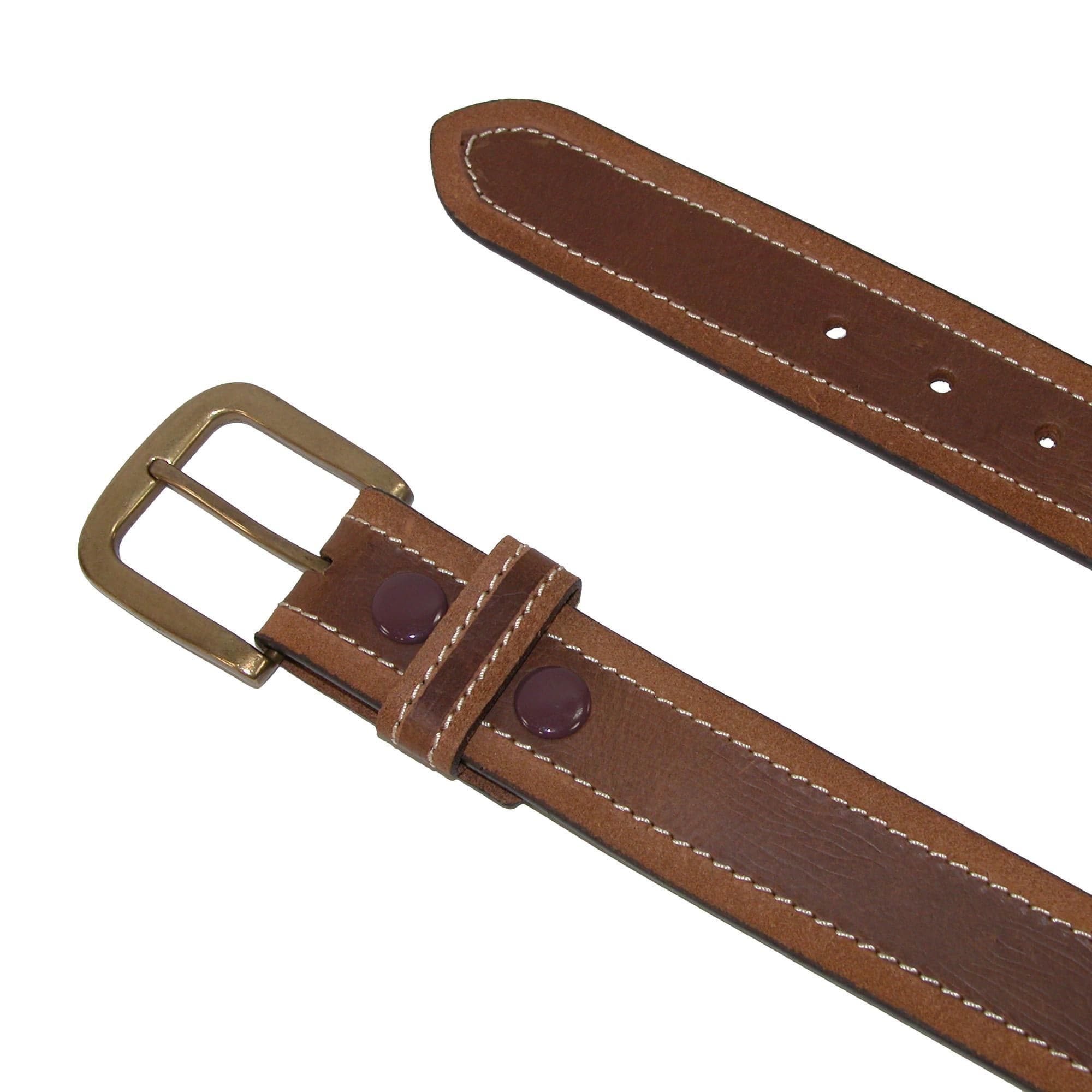 Paul & Taylor Mens Big & Tall  Two Tone Bridle Belt with Removable Buckle - Brown