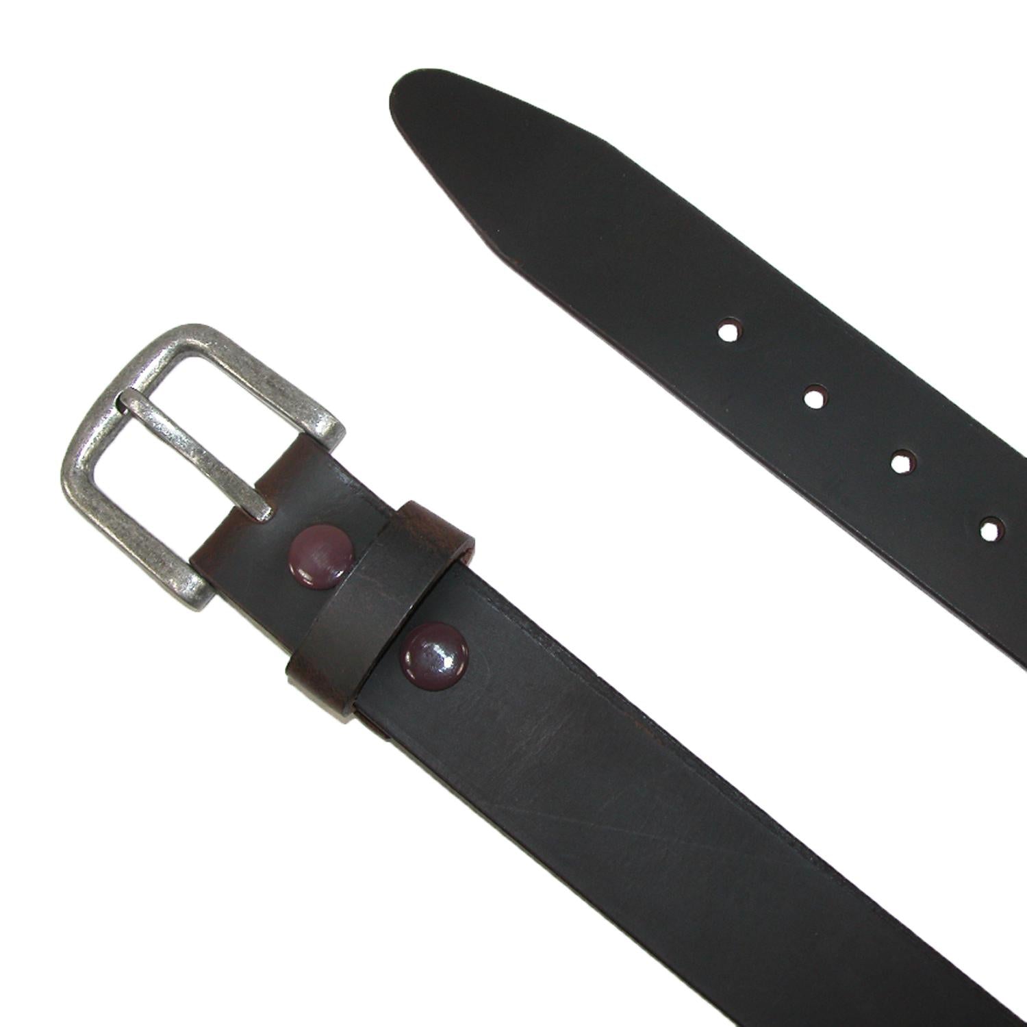 CTM® Men's Leather Removable Buckle Bridle Belt - Black