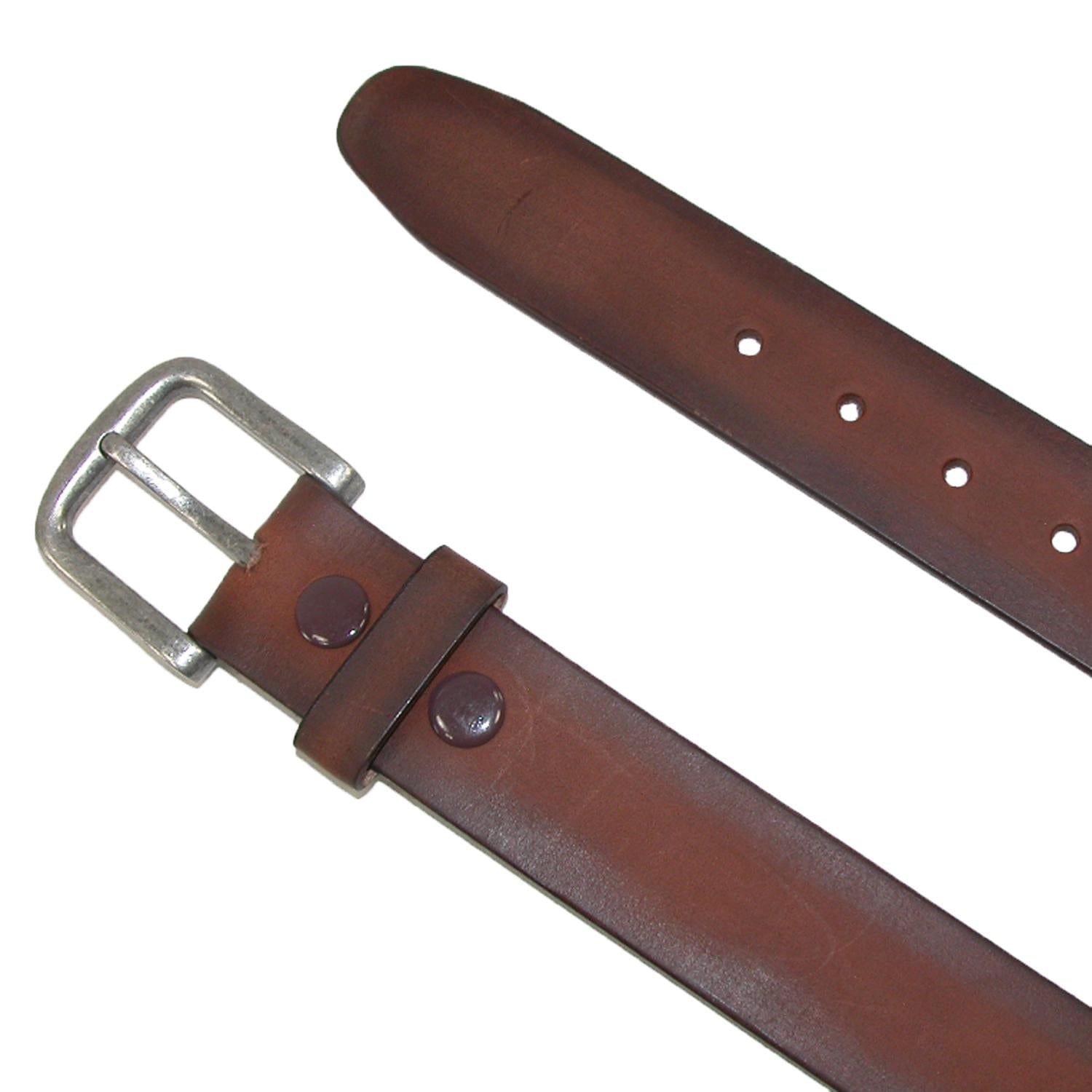 CTM® Men's Burnished Leather Bridle Belt with Removable Buckle - Brown