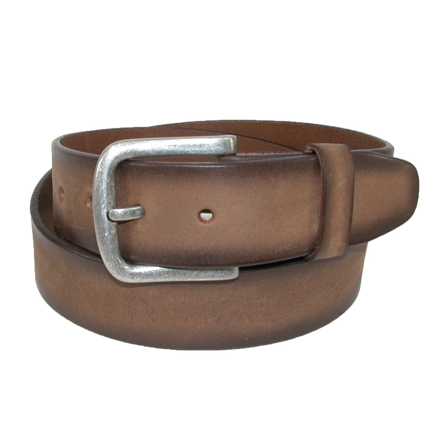 CTM® Men's Burnished Leather Bridle Belt with Removable Buckle - Tan