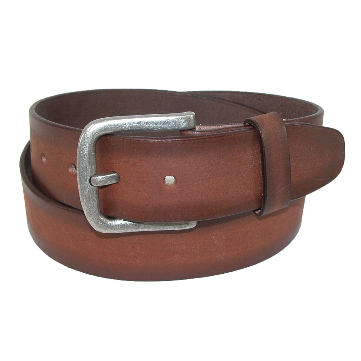 CTM® Men's Burnished Leather Bridle Belt with Removable Buckle - Men's Burnished Leather Bridle Belt with Removable Buckle
