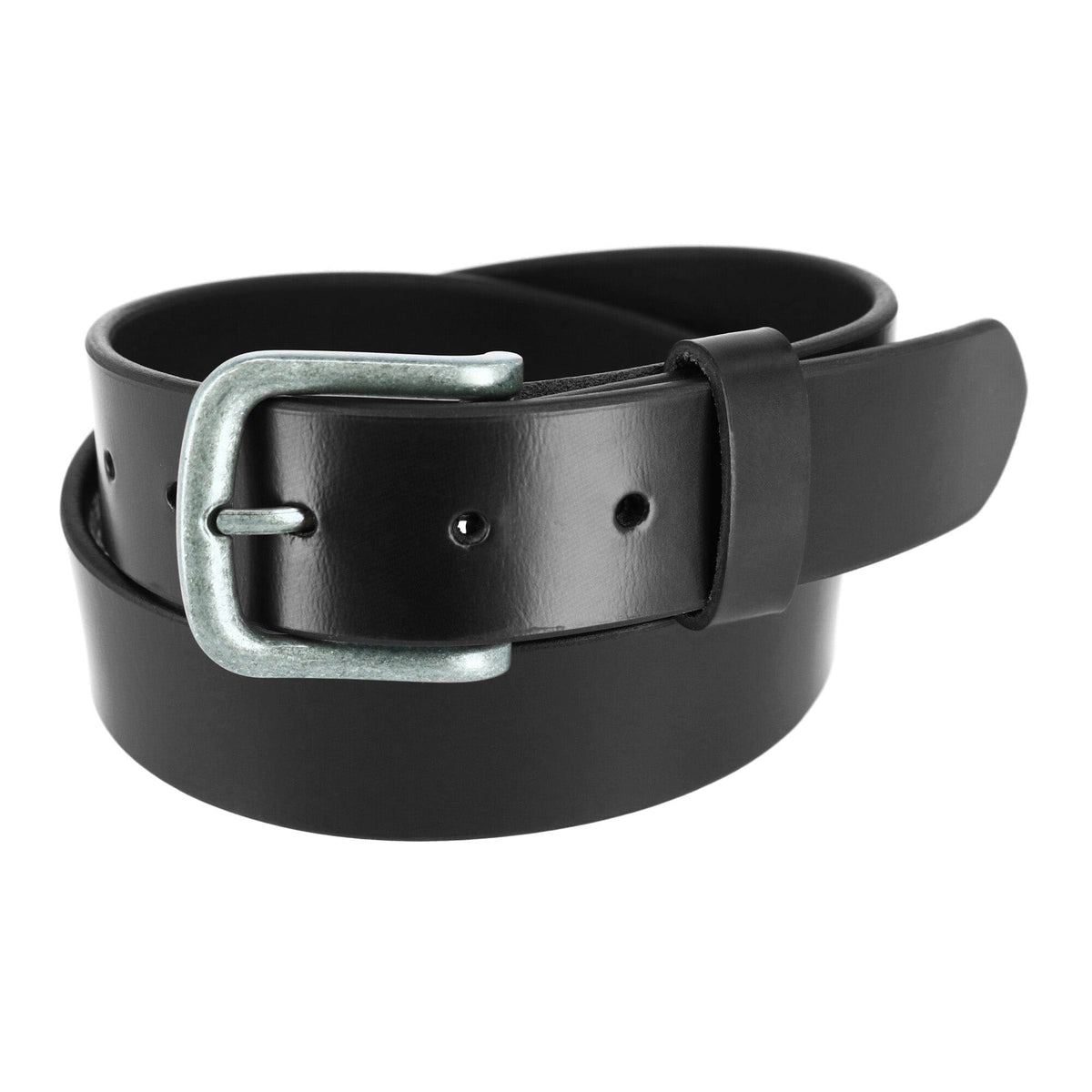 CTM® Men's Leather 1 3/8 Inch Removable Buckle Bridle Belt - Black
