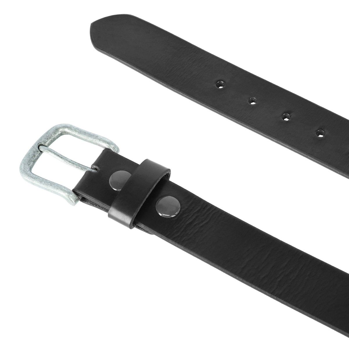 CTM® Men's Leather 1 3/8 Inch Removable Buckle Bridle Belt - Black