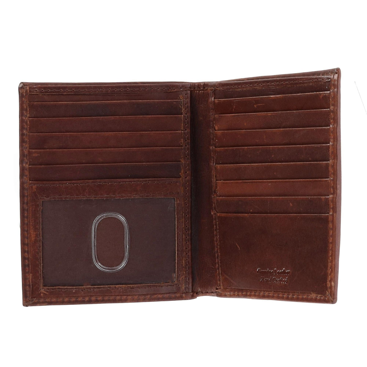 CTM® Men's Oil Pull Up Leather Hipster Bifold Wallet - Brown