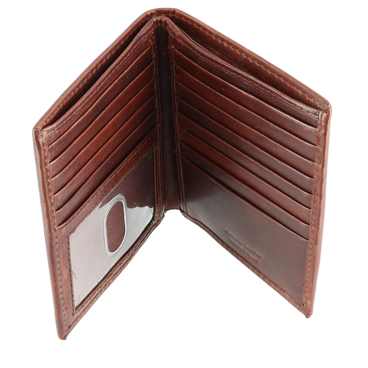 CTM® Men's Oil Pull Up Leather Hipster Bifold Wallet - Brown