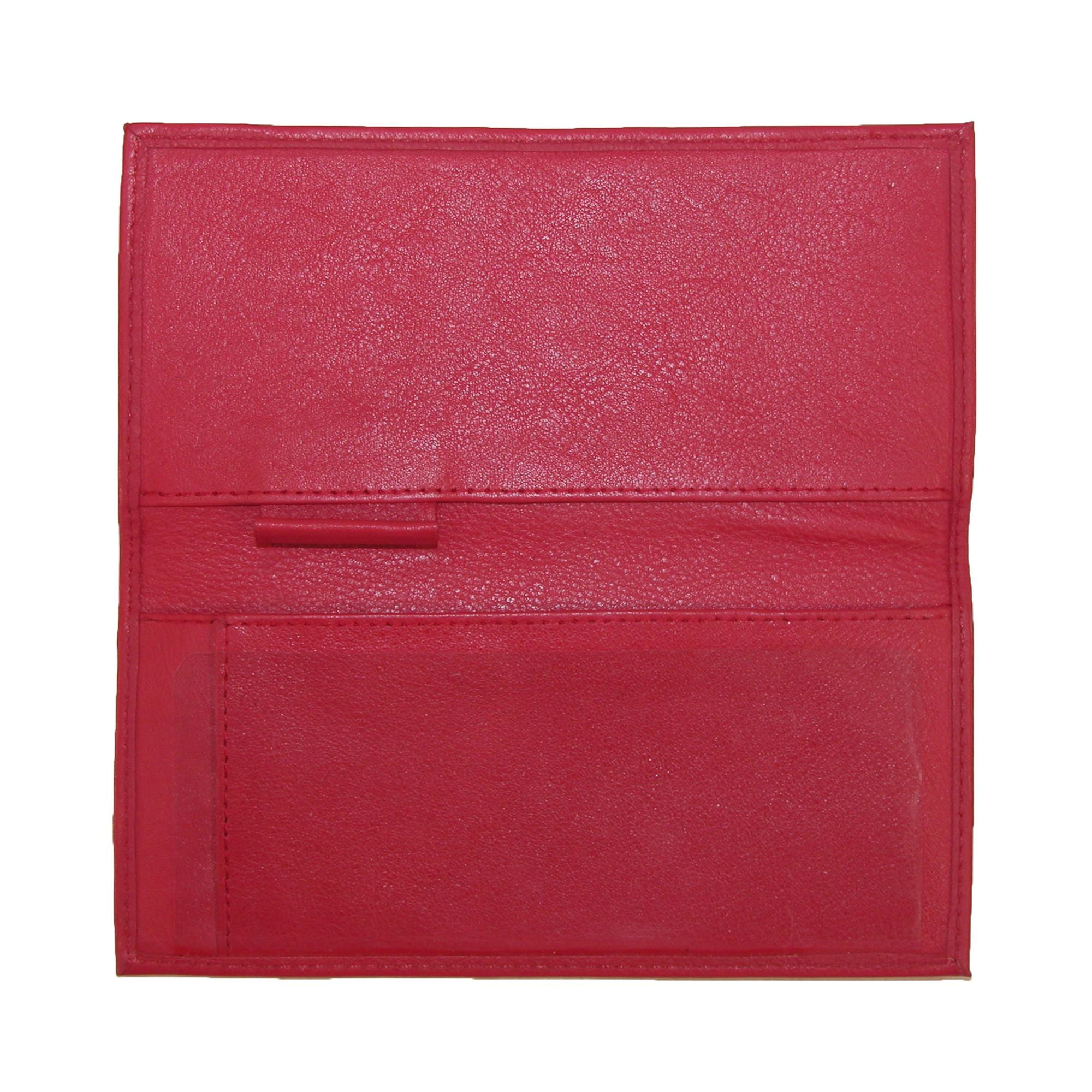 Paul & Taylor Leather Checkbook Cover Wallet - Red