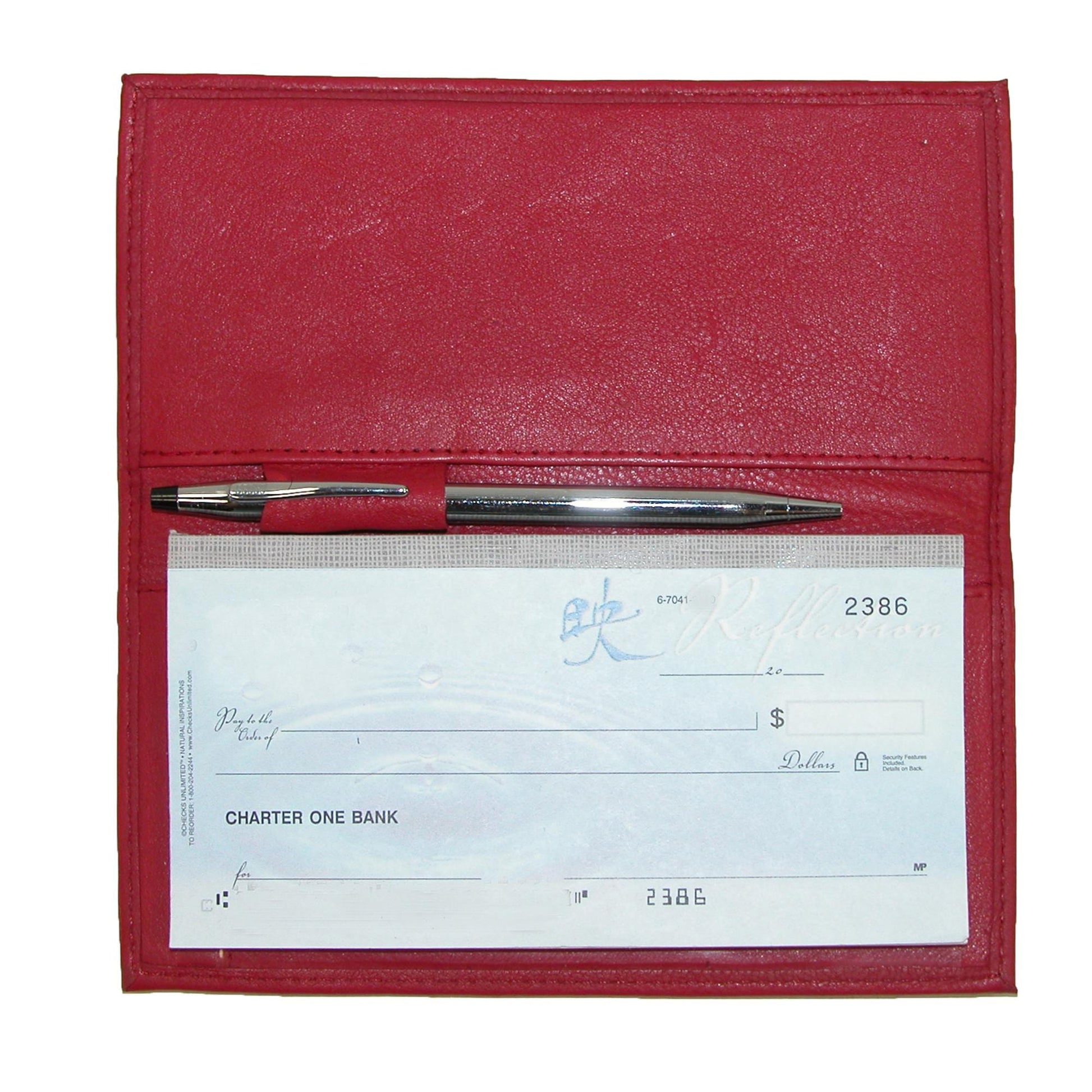 Paul & Taylor Leather Checkbook Cover Wallet - Red