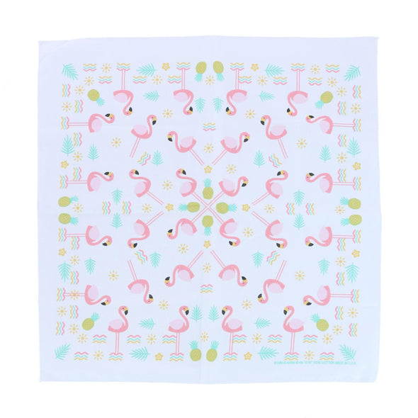 Cotton Flamingo and Pineapple Print Bandana