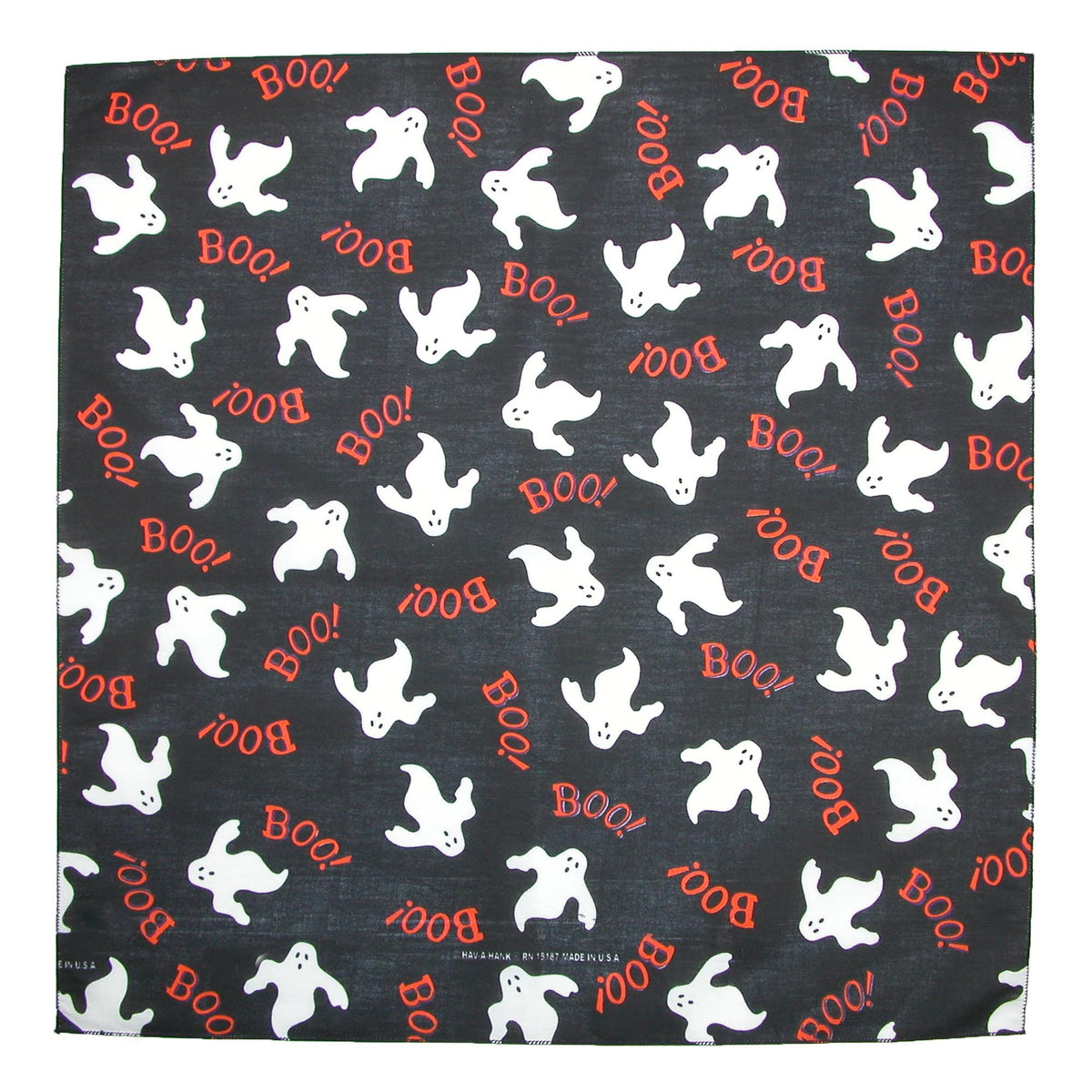 CTM® Glow In The Dark Halloween Boo Ghost Print Holiday Bandana - Black