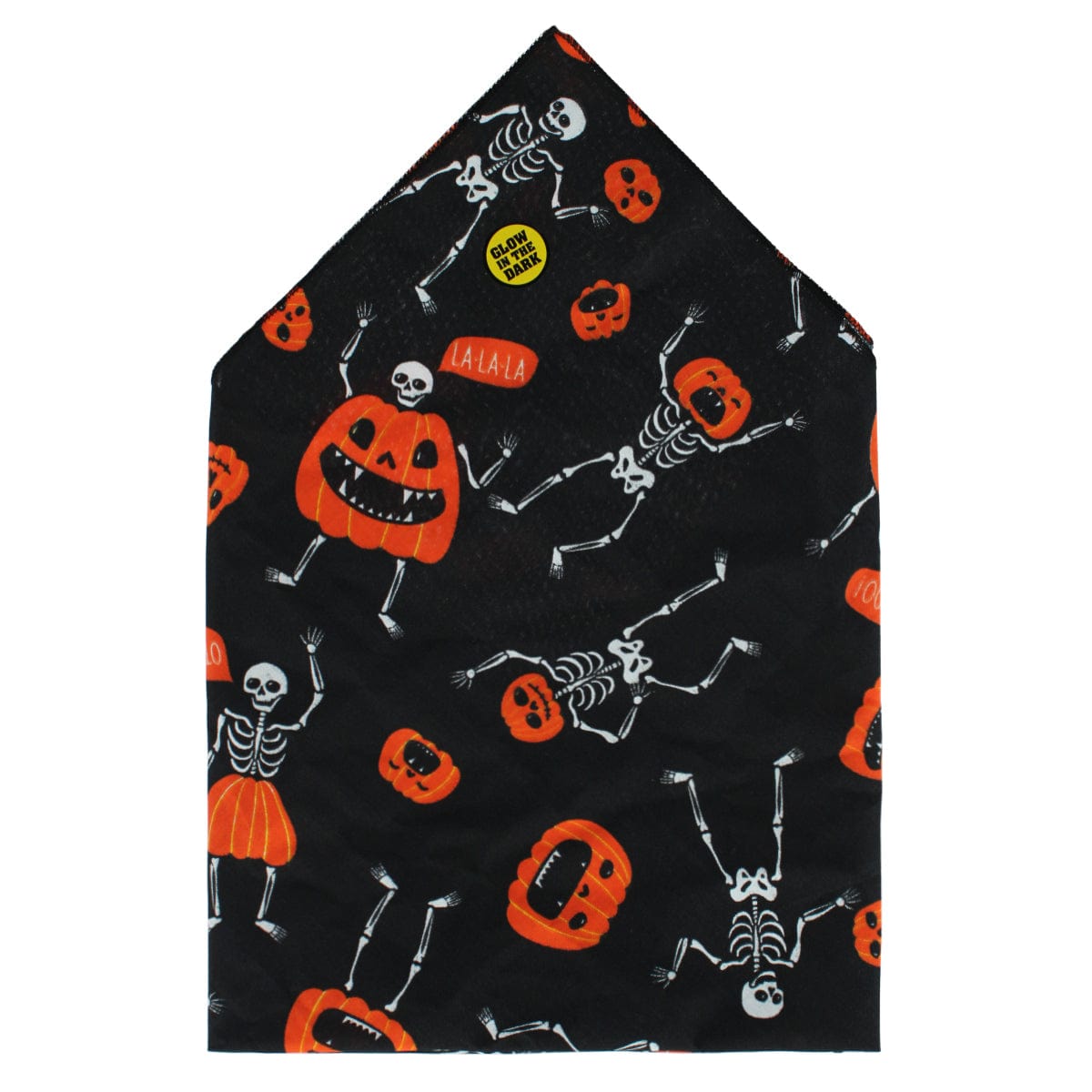 CTM® Glow in the Dark Skeletons and Pumpkins Halloween Print Holiday Bandana - Black
