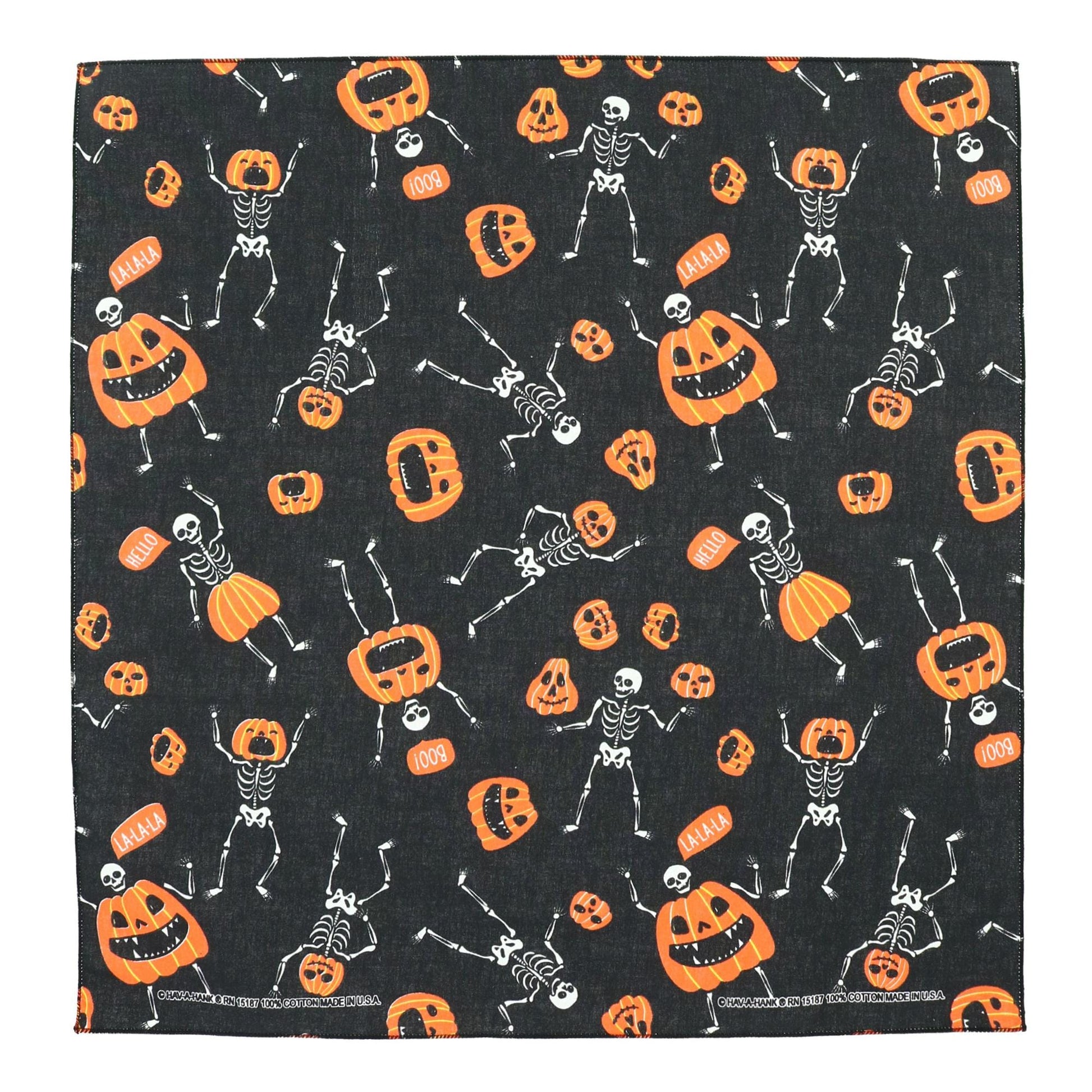 CTM® Glow in the Dark Skeletons and Pumpkins Halloween Print Holiday Bandana - Glow in the Dark Skeletons and Pumpkins Halloween Print Holiday Bandana