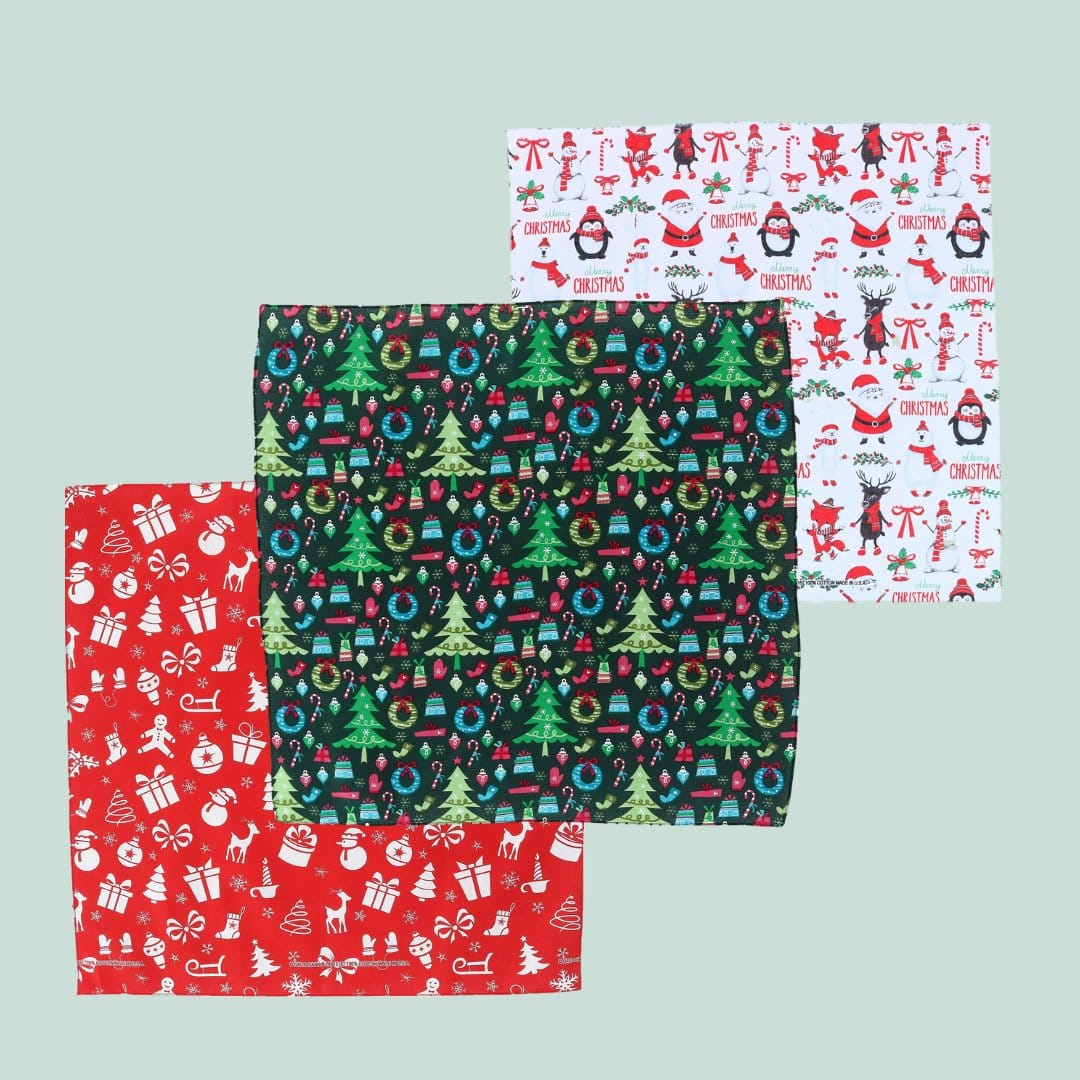 CTM® Cotton Winter Wonderland Christmas Holiday Bandana - White
