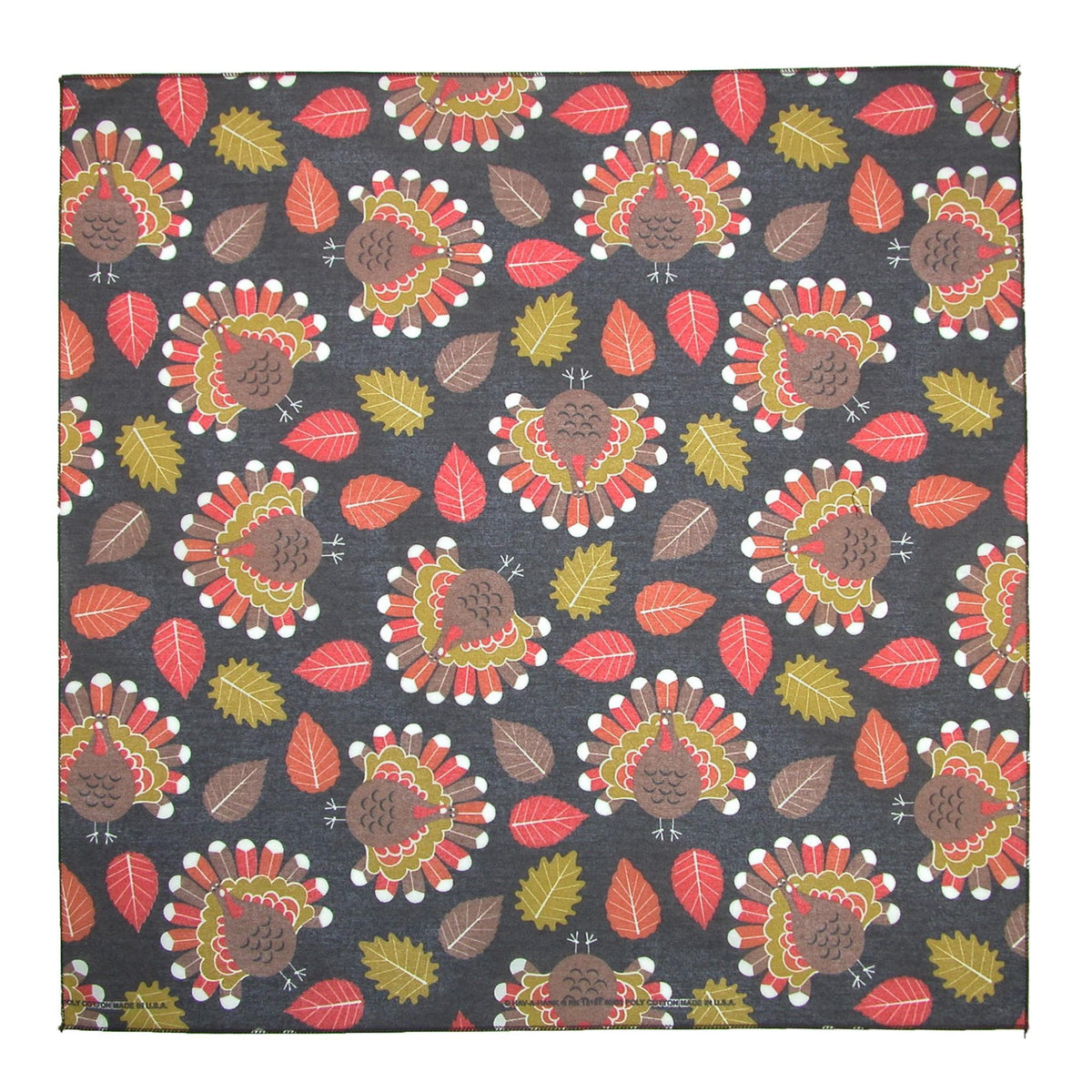 CTM® Tossed Turkey Print Thanksgiving Holiday Bandana - Tossed Turkey Print Thanksgiving Holiday Bandana