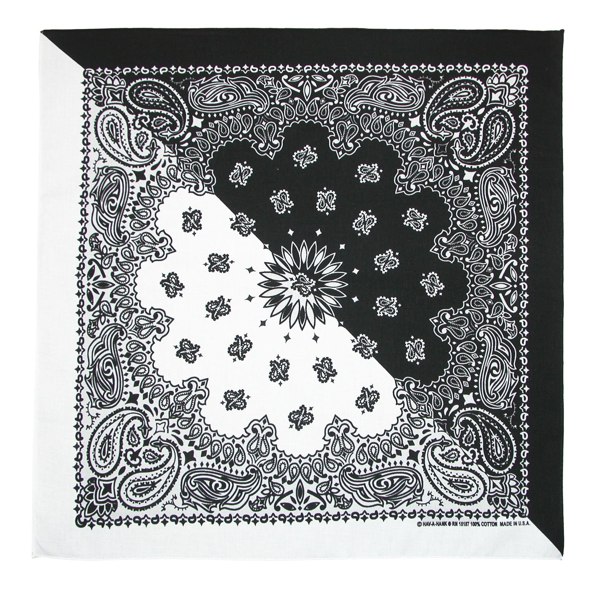 CTM® Split Paisley Print Bandana - Black/White