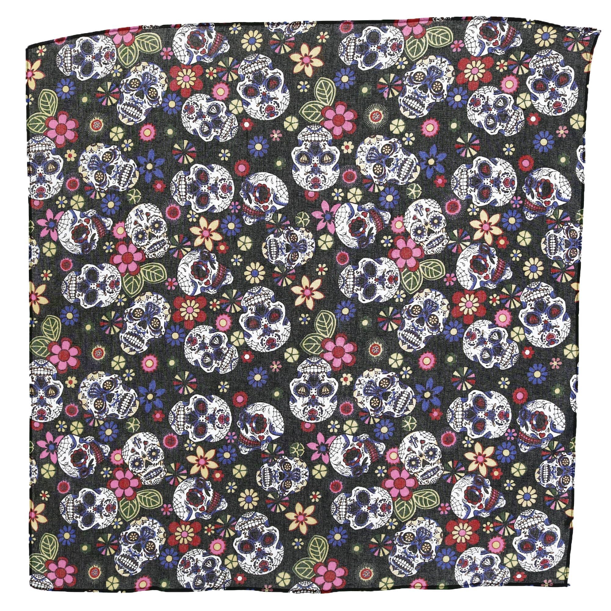 CTM® Day of the Dead Skull Print Bandana - Black