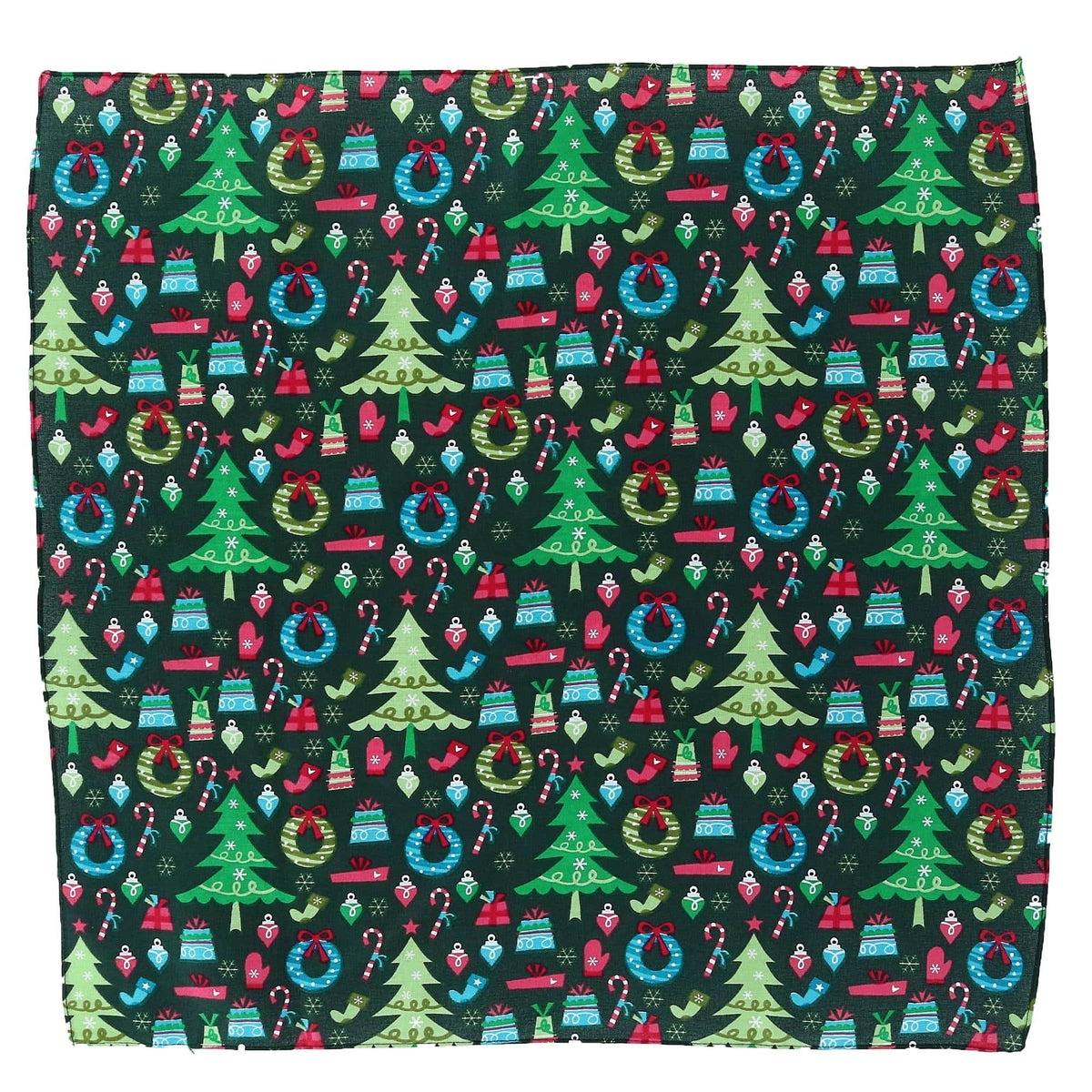 CTM® Trendy Christmas Pattern Holiday Print Bandana - Green