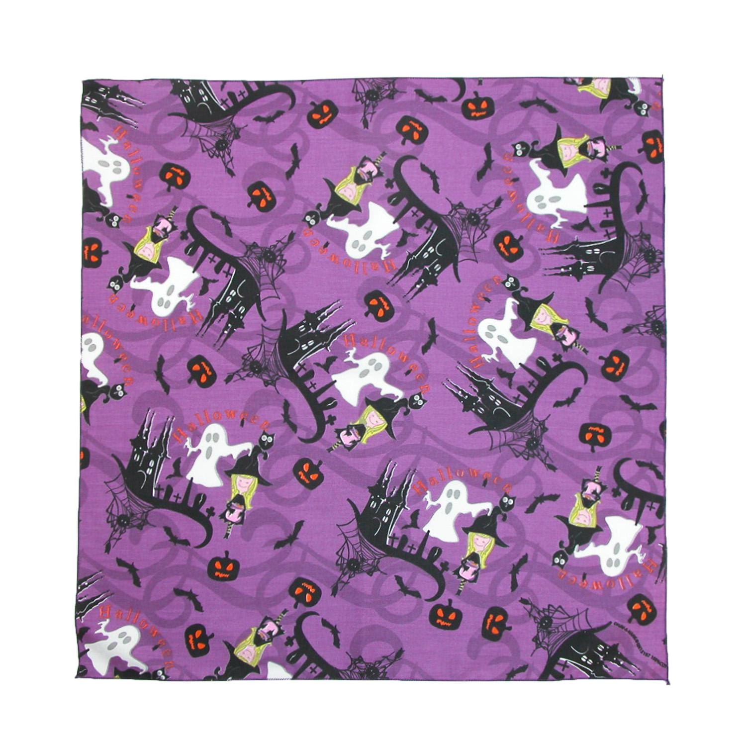 CTM® Glow in the Dark Witches and Ghosts Halloween Holiday Bandana - Purple