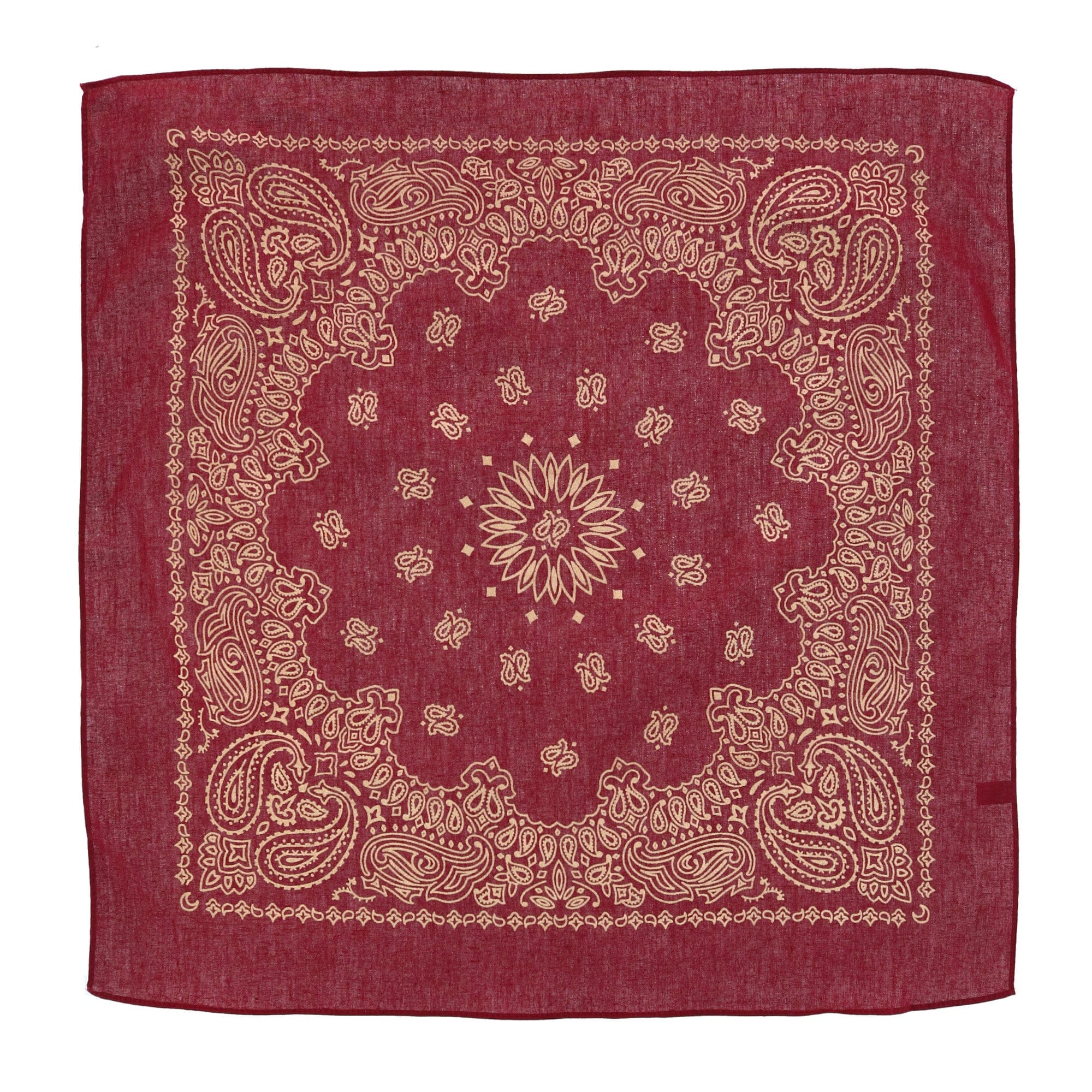 CTM® Metallic Gold Paisley Print Bandana - Burgundy