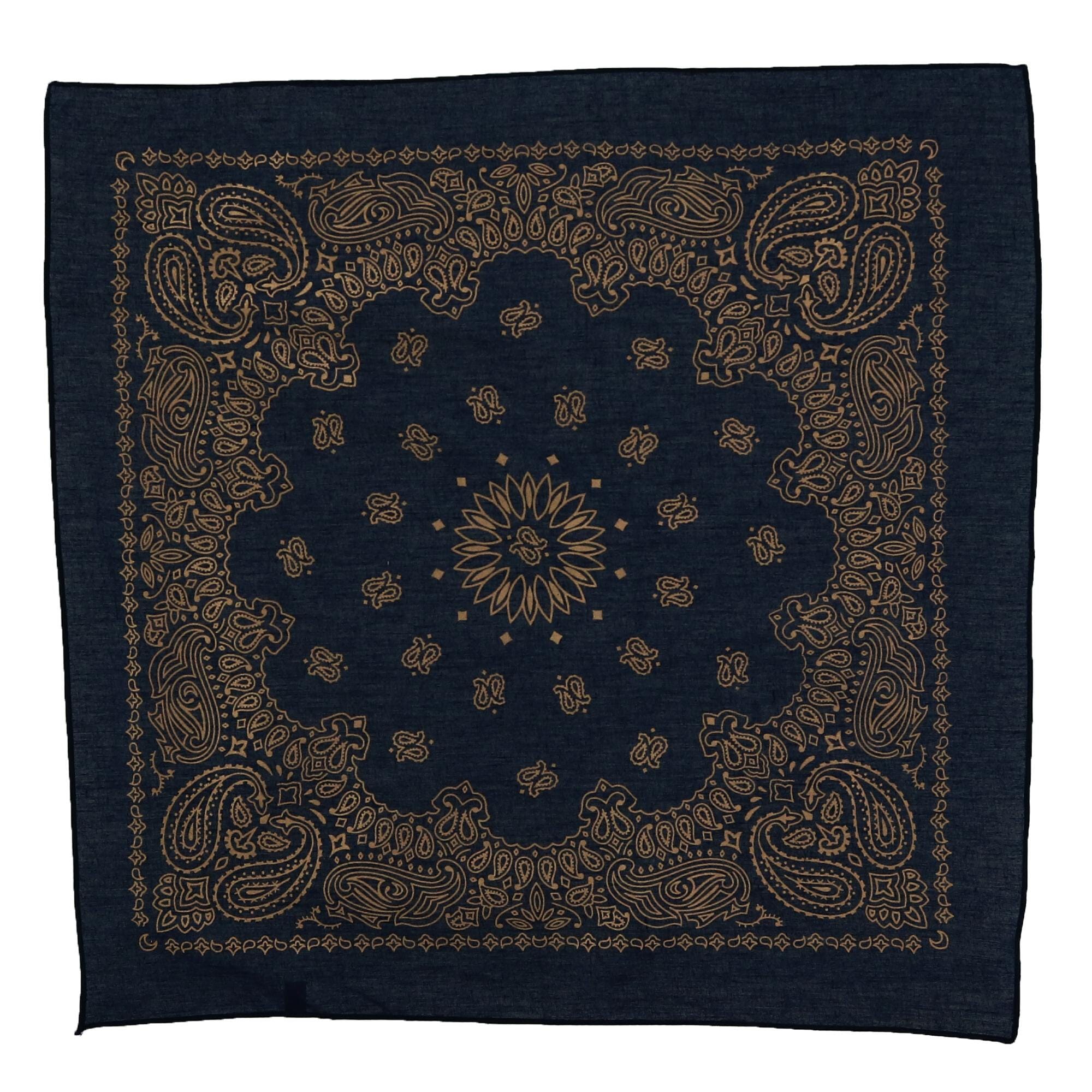 CTM® Metallic Gold Paisley Print Bandana - Navy