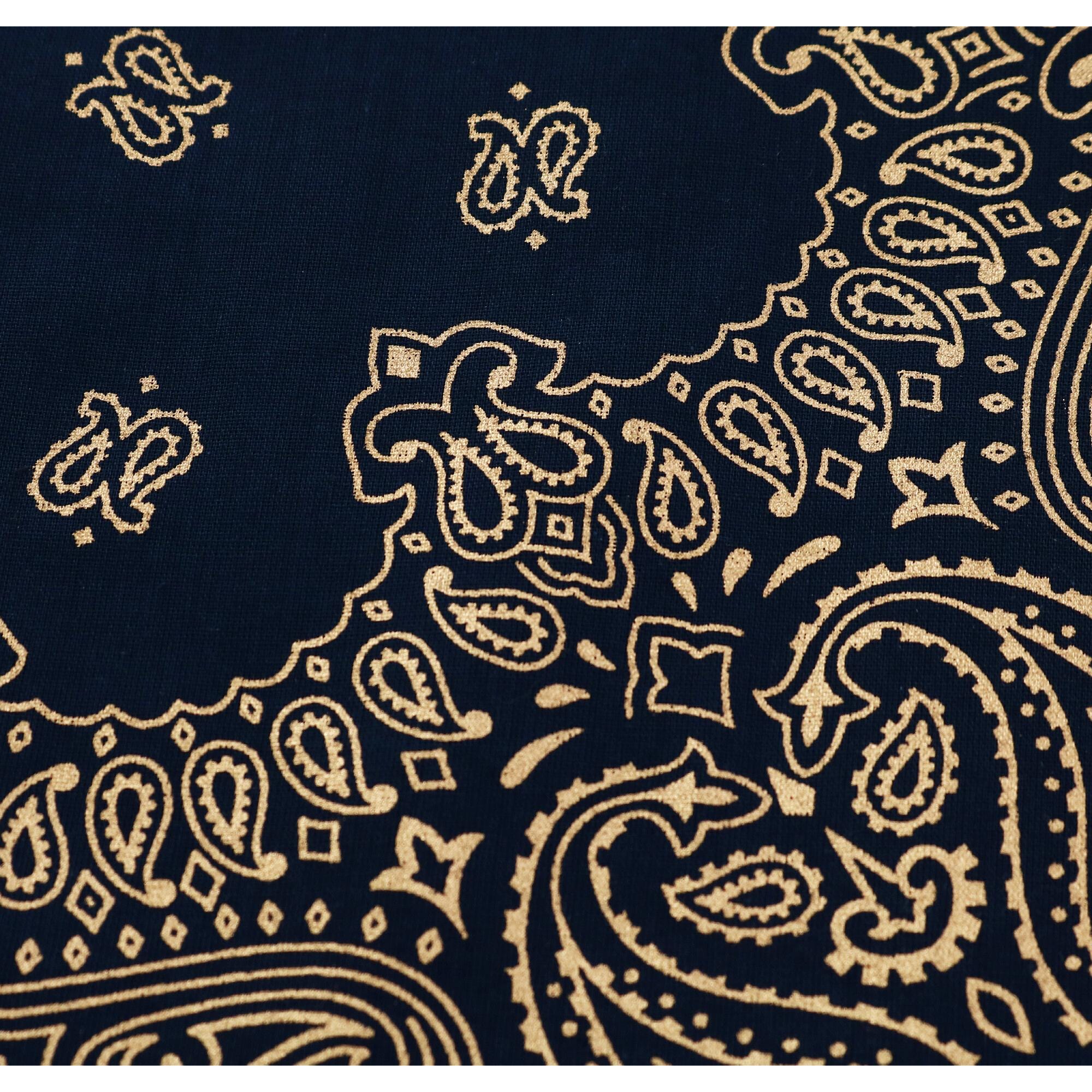 CTM® Metallic Gold Paisley Print Bandana - Navy