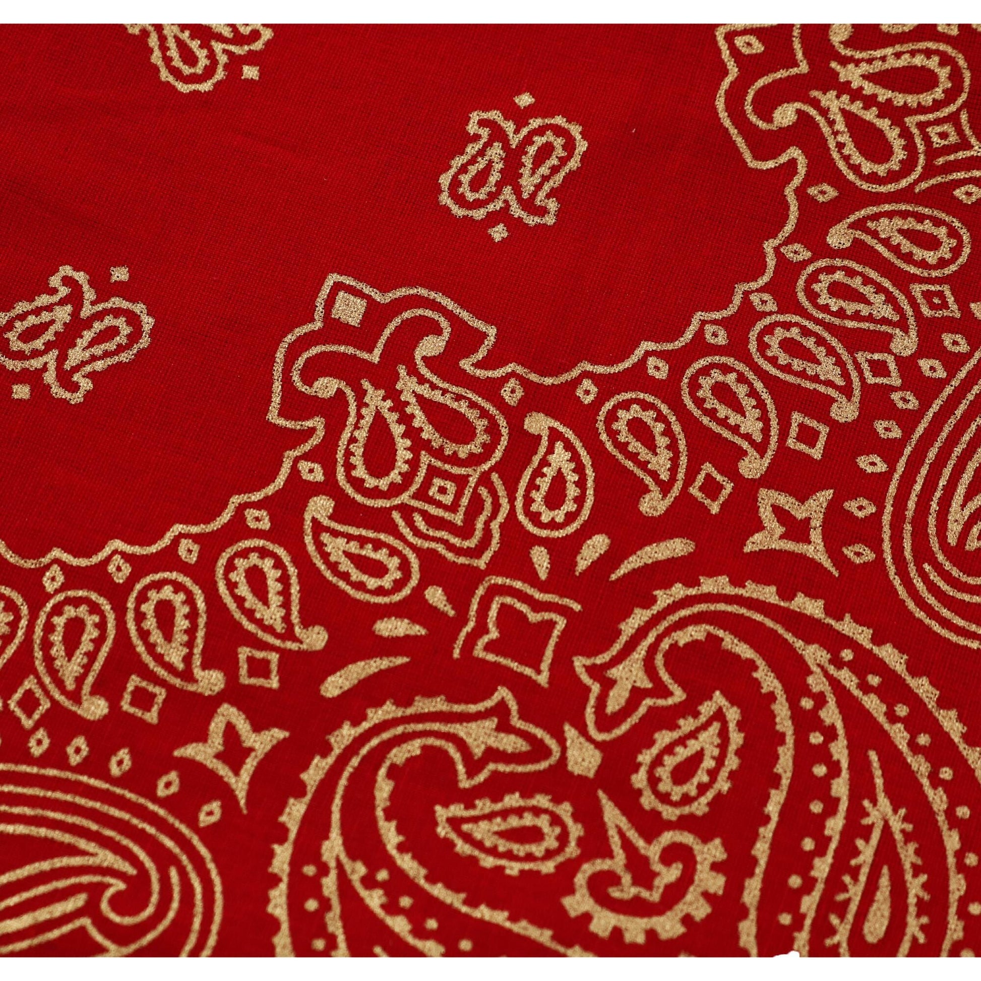 CTM® Metallic Gold Paisley Print Bandana - Red