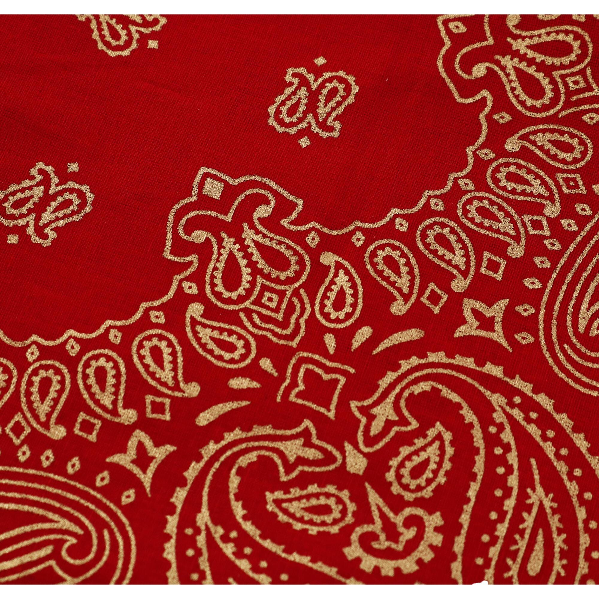 CTM® Metallic Gold Paisley Print Bandana - Red