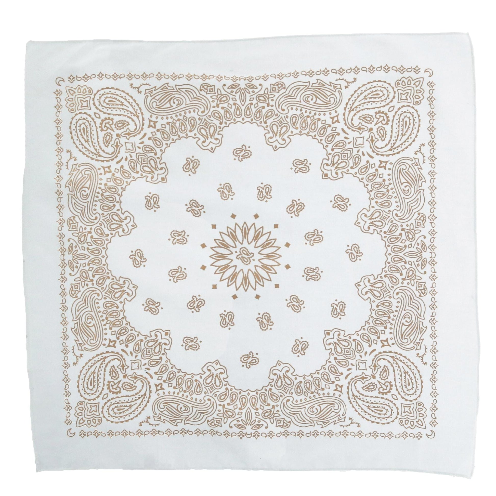 CTM® Metallic Gold Paisley Print Bandana - White