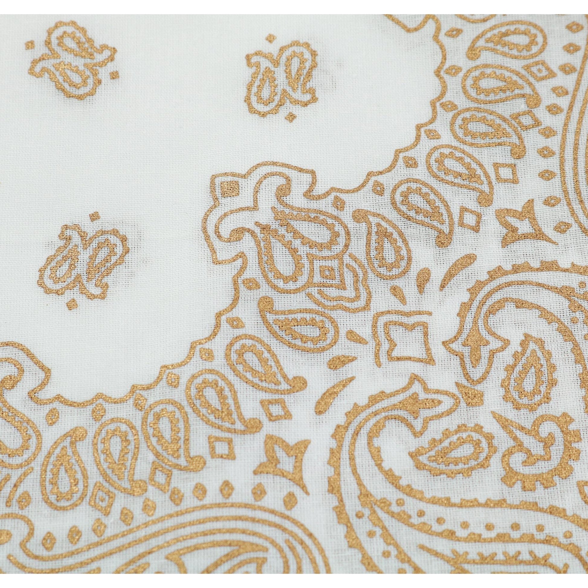 CTM® Metallic Gold Paisley Print Bandana - White