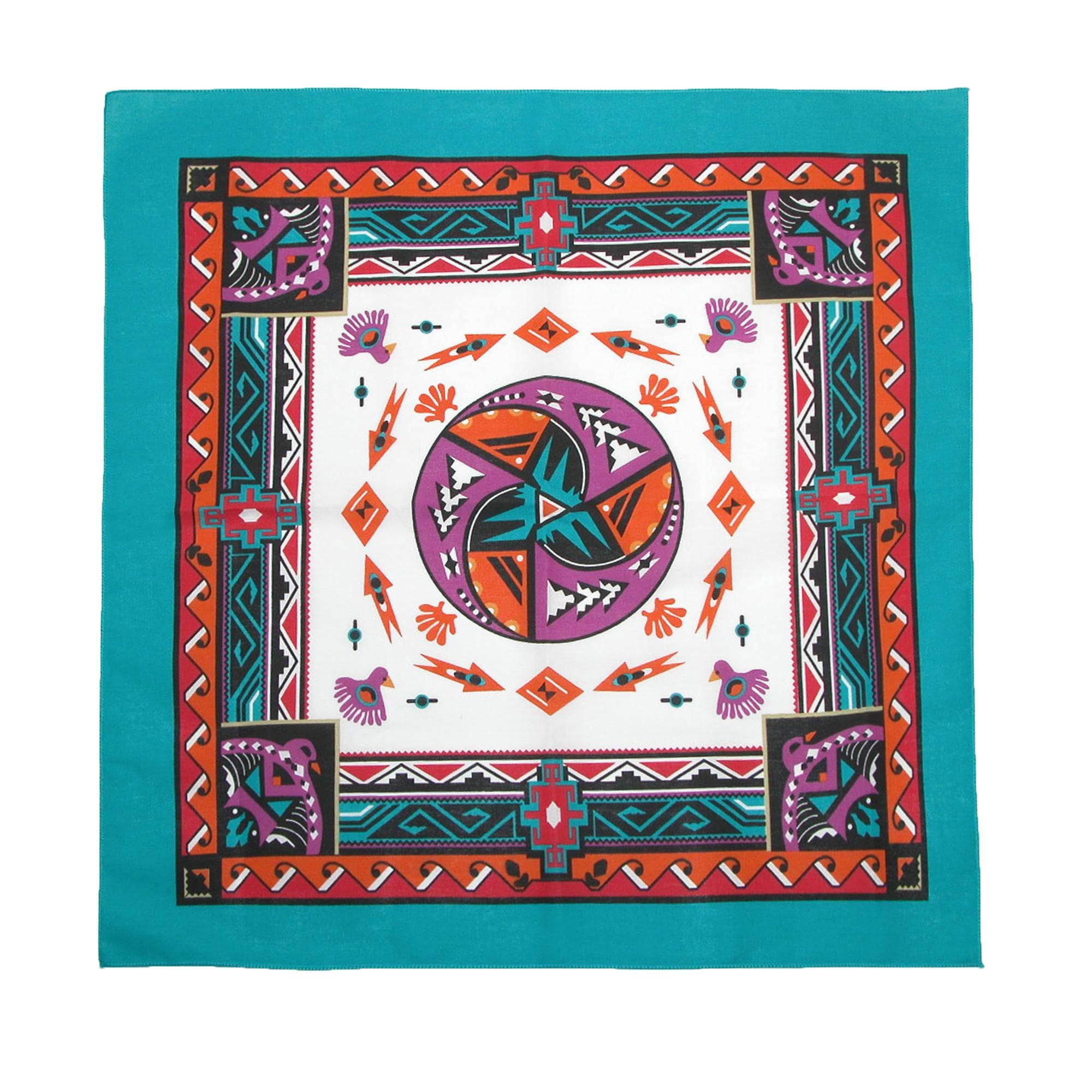 CTM® Women's Cotton Aztec Turquoise Bandanas - Women's Cotton Aztec Turquoise Bandanas