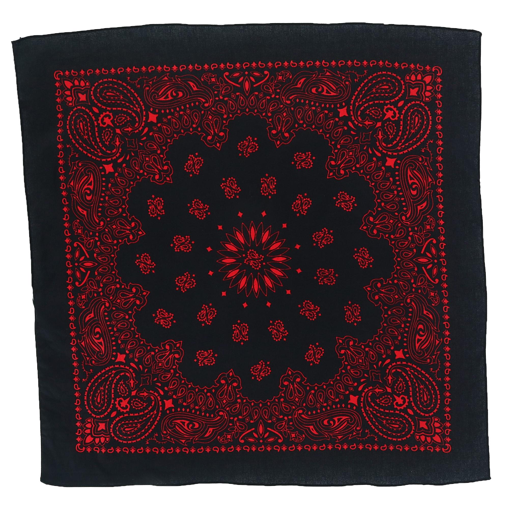CTM® 27 Inch Austin Paisley Print Bandana - Black/Red